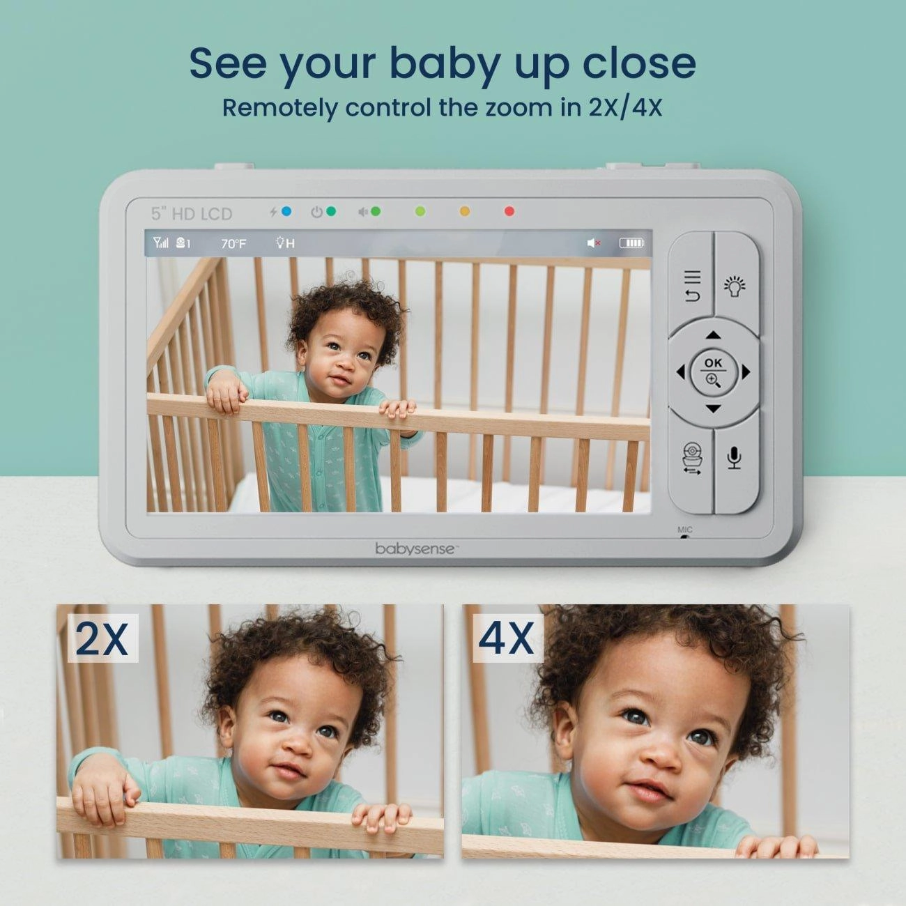 Babysense HD S2: Video Baby Monitor with 2 Cameras. Non Wifi. Split Screen & Night Light Machine