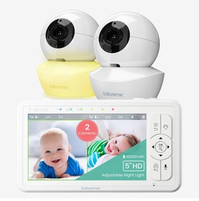 Babysense HD S2: Video Baby Monitor with 2 Cameras. Non Wifi. Split Screen & Night Light Machine