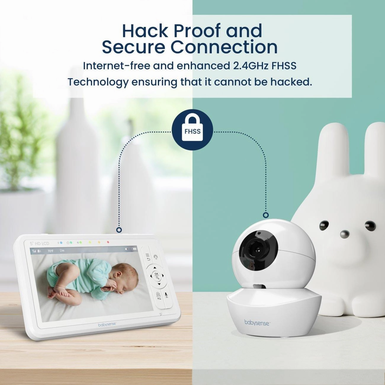 Babysense HD S2: Video Baby Monitor with 2 Cameras. Non Wifi. Split Screen & Night Light Machine