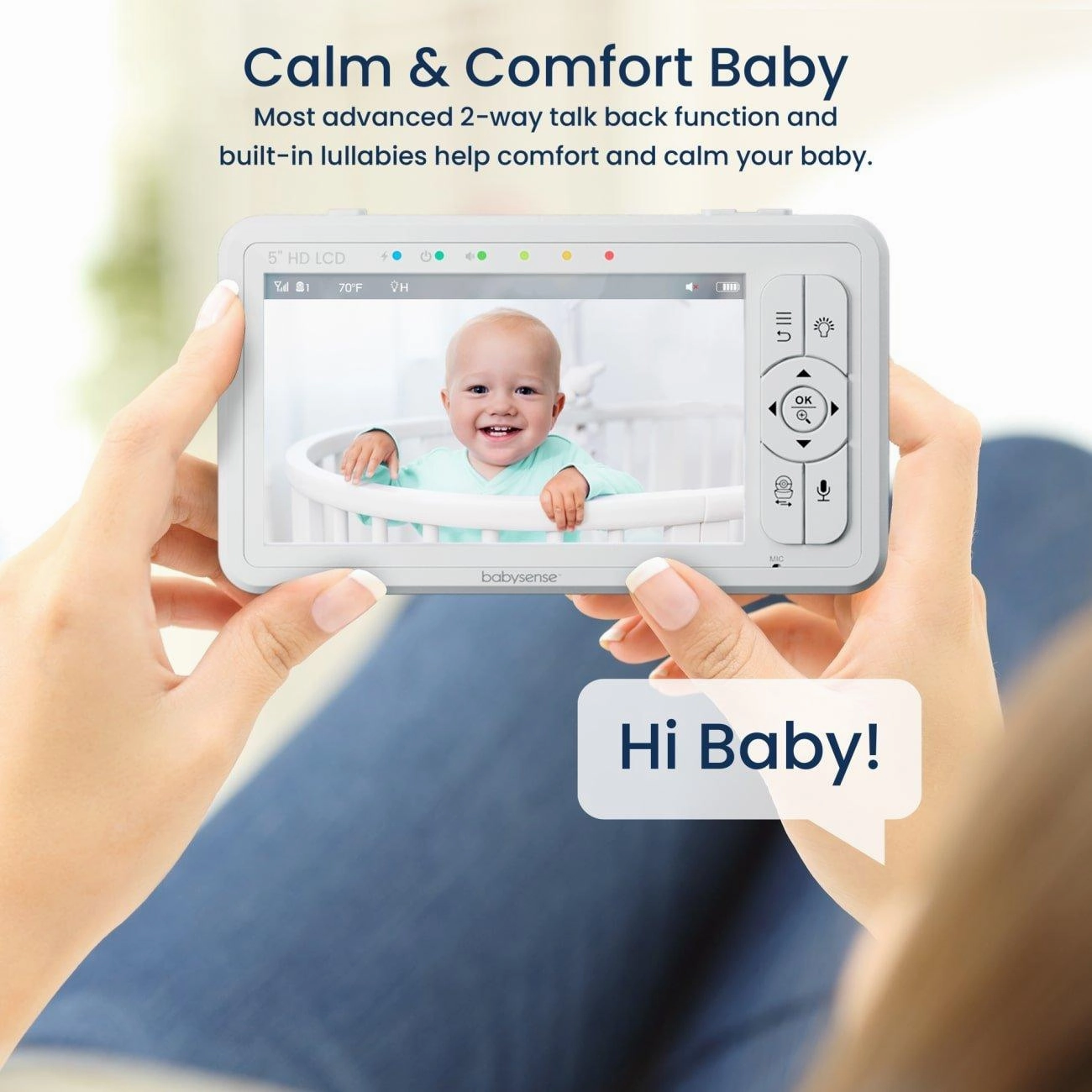 Babysense HD S2: Video Baby Monitor with 2 Cameras. Non Wifi. Split Screen & Night Light Machine