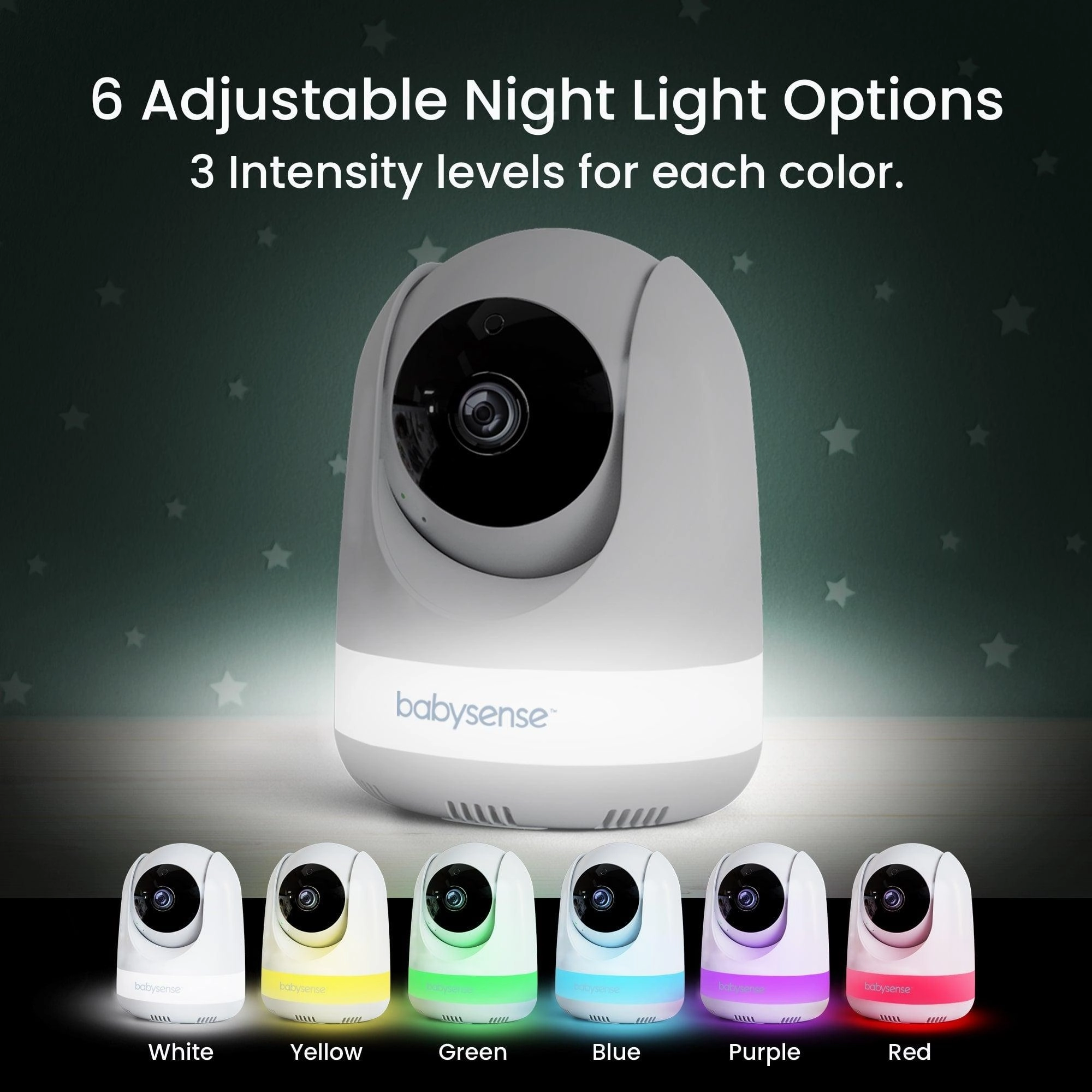 Babysense Max View: Video Baby Monitor with 2 Cameras. Non Wifi. Split Screen. Night Light & Sound Machine