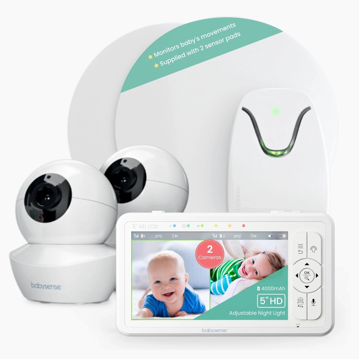 Babysense True Sleep: Video Baby Monitor with Breathing Motion Detection & Safety Alerts. 1 or 2 Cameras