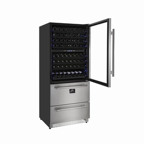 Capraia - Triple Temp Zones - Dual Zone 30 Wine Cooler with two refrigerator drawers