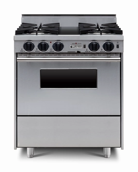Chicago Brick Oven - 30 LP Gas Dual-Fuel Self-Cleaning Convection Range - Open Burners