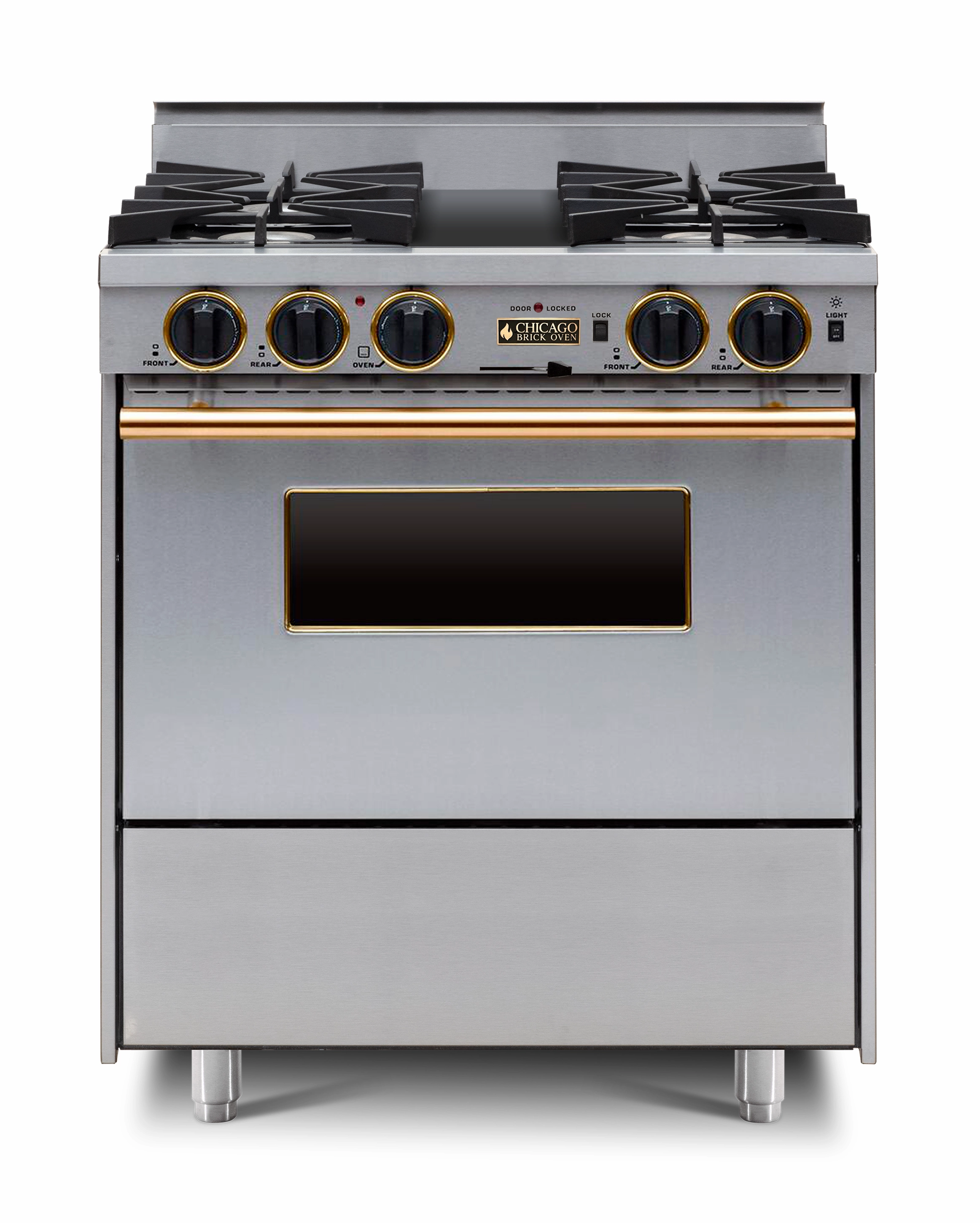 Chicago Brick Oven - 30 LP Gas Dual-Fuel Self-Cleaning Convection Range - Open Burners
