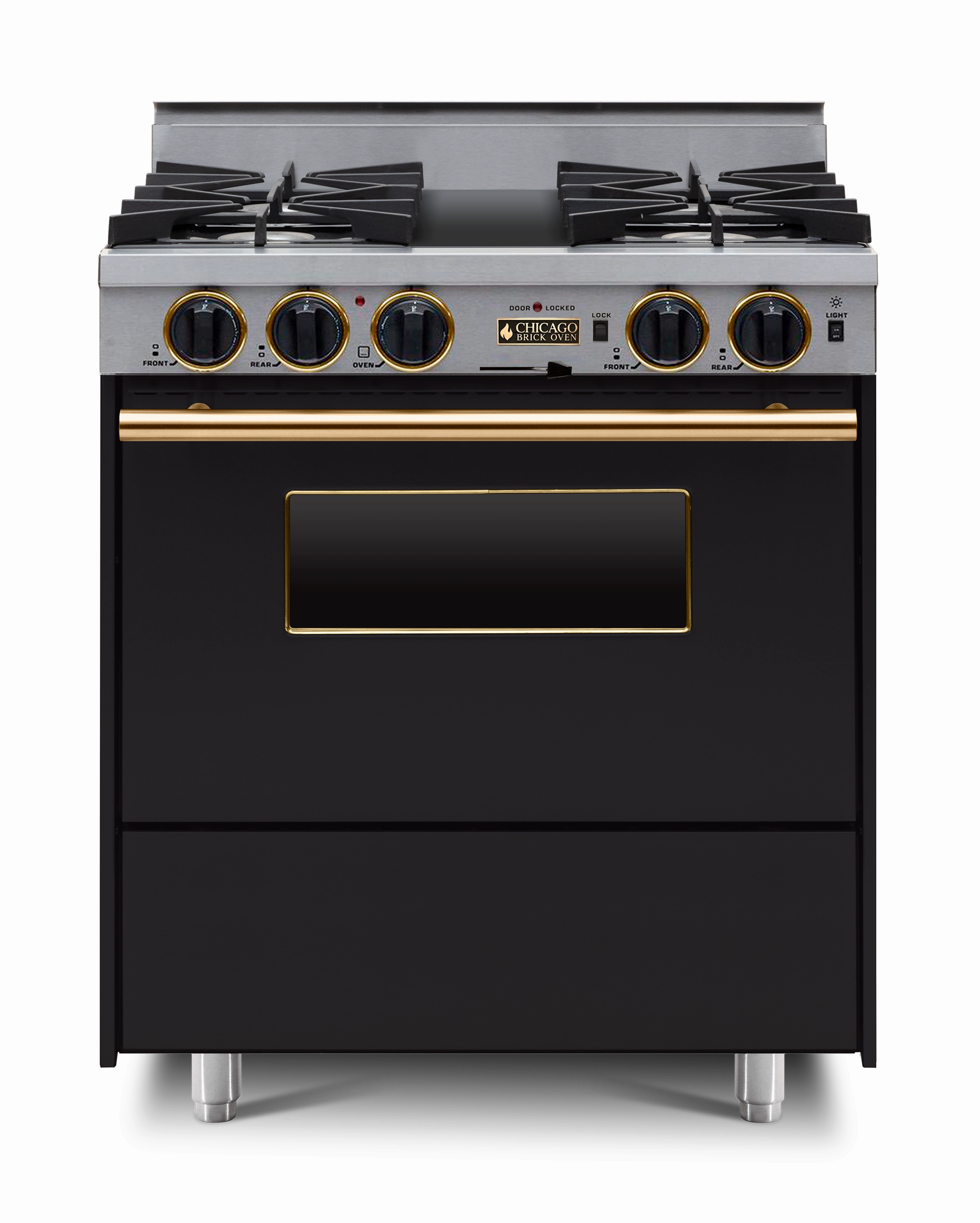 Chicago Brick Oven - 30 LP Gas Dual-Fuel Self-Cleaning Convection Range - Open Burners