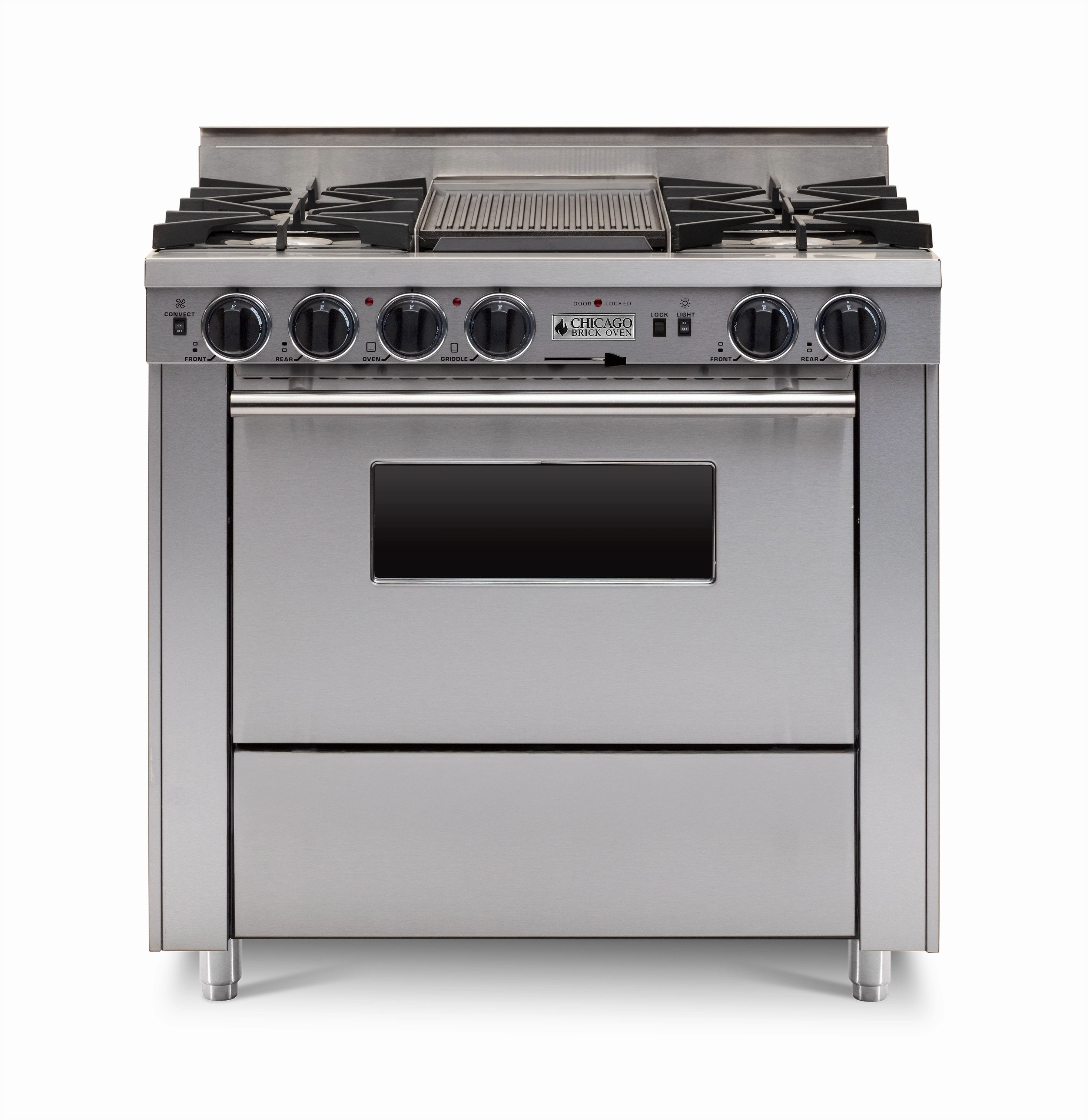 Chicago Brick Oven - 36 LP Gas Dual-Fuel Self-Cleaning Convection Range - Open Burners