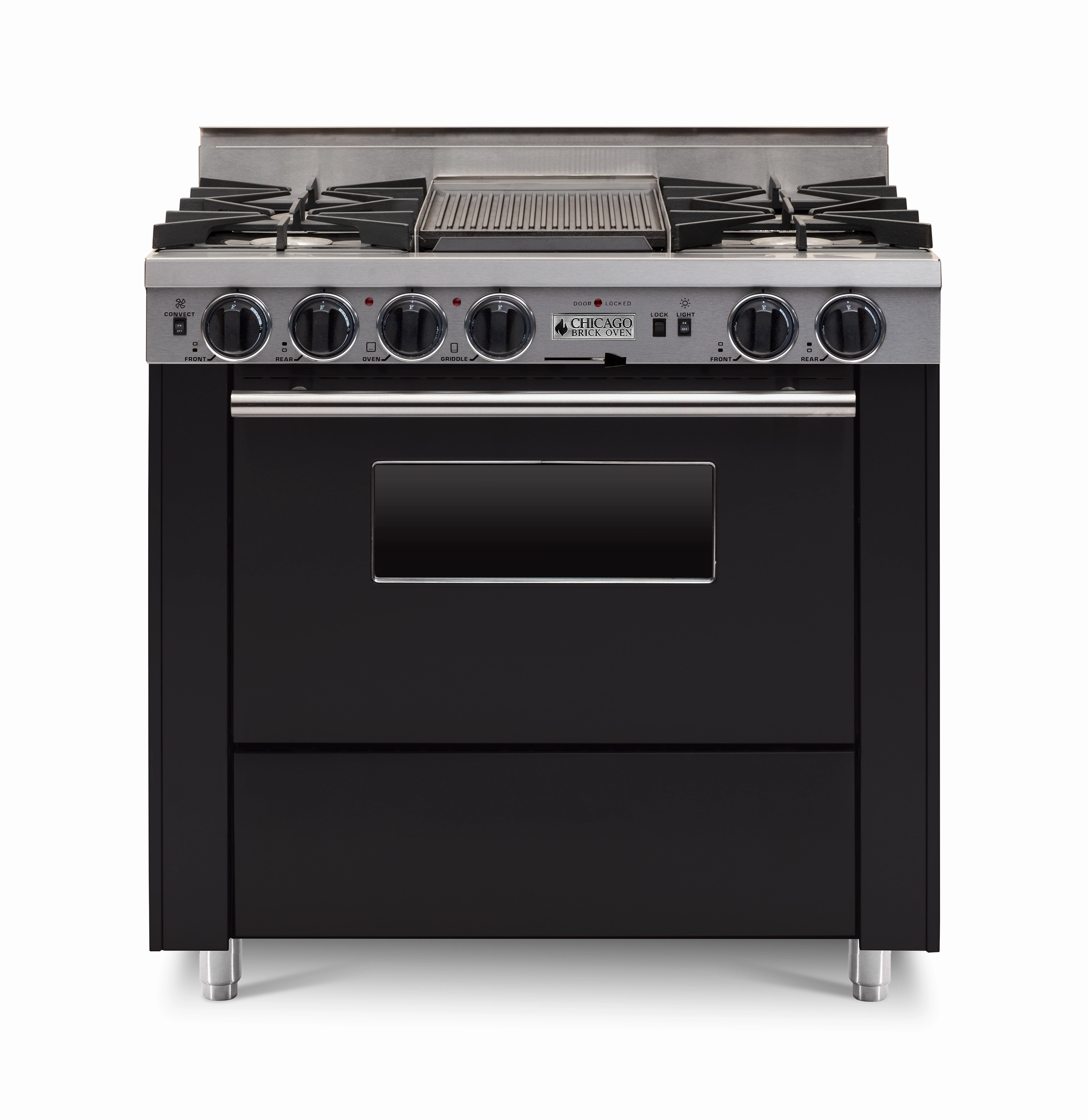 Chicago Brick Oven - 36 LP Gas Dual-Fuel Self-Cleaning Convection Range - Open Burners
