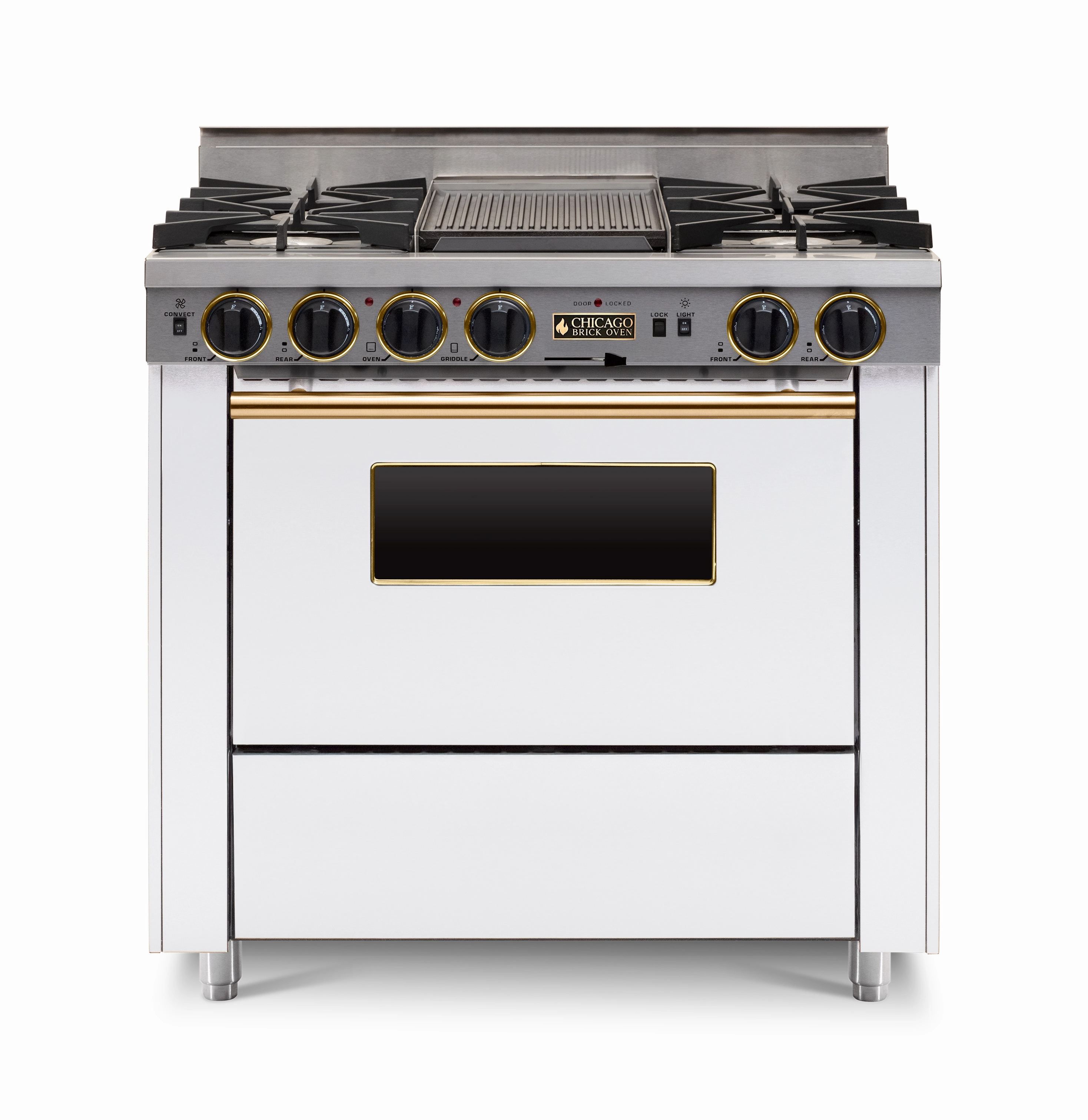 Chicago Brick Oven - 36 LP Gas Dual-Fuel Self-Cleaning Convection Range - Open Burners