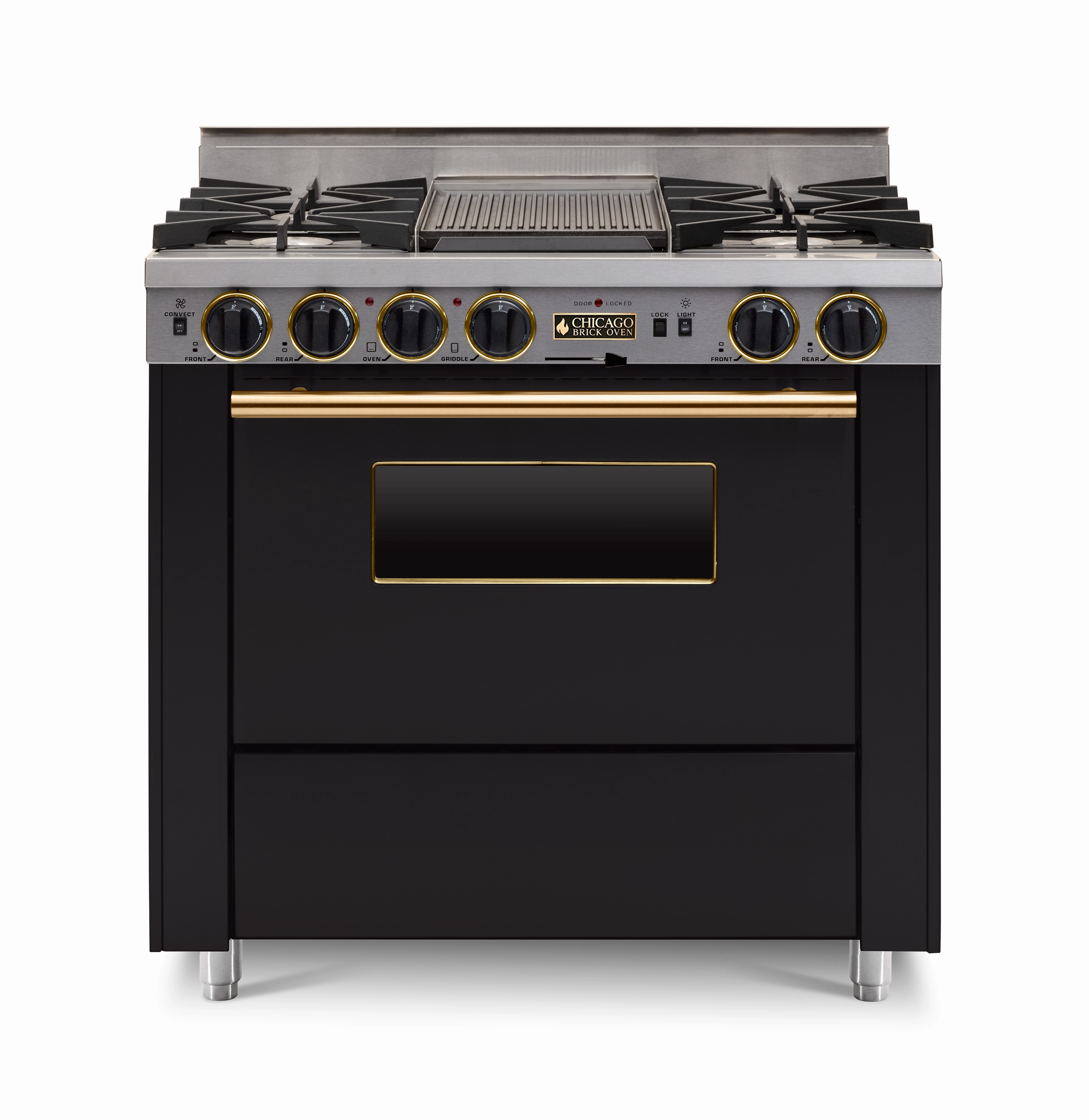 Chicago Brick Oven - 36 LP Gas Dual-Fuel Self-Cleaning Convection Range - Open Burners