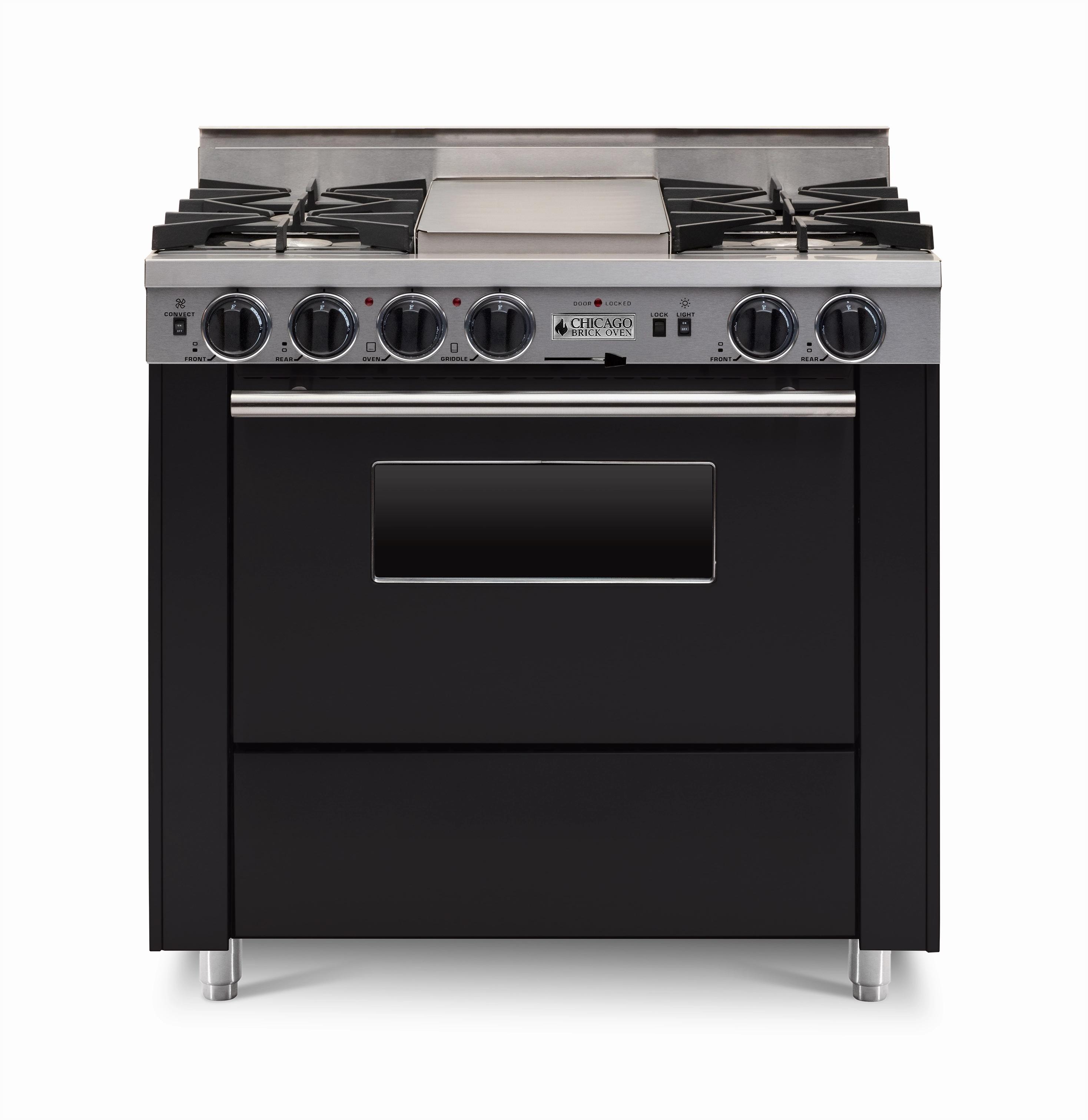 Chicago Brick Oven - 36 LP Gas Dual-Fuel Self-Cleaning Convection Range - Open Burners