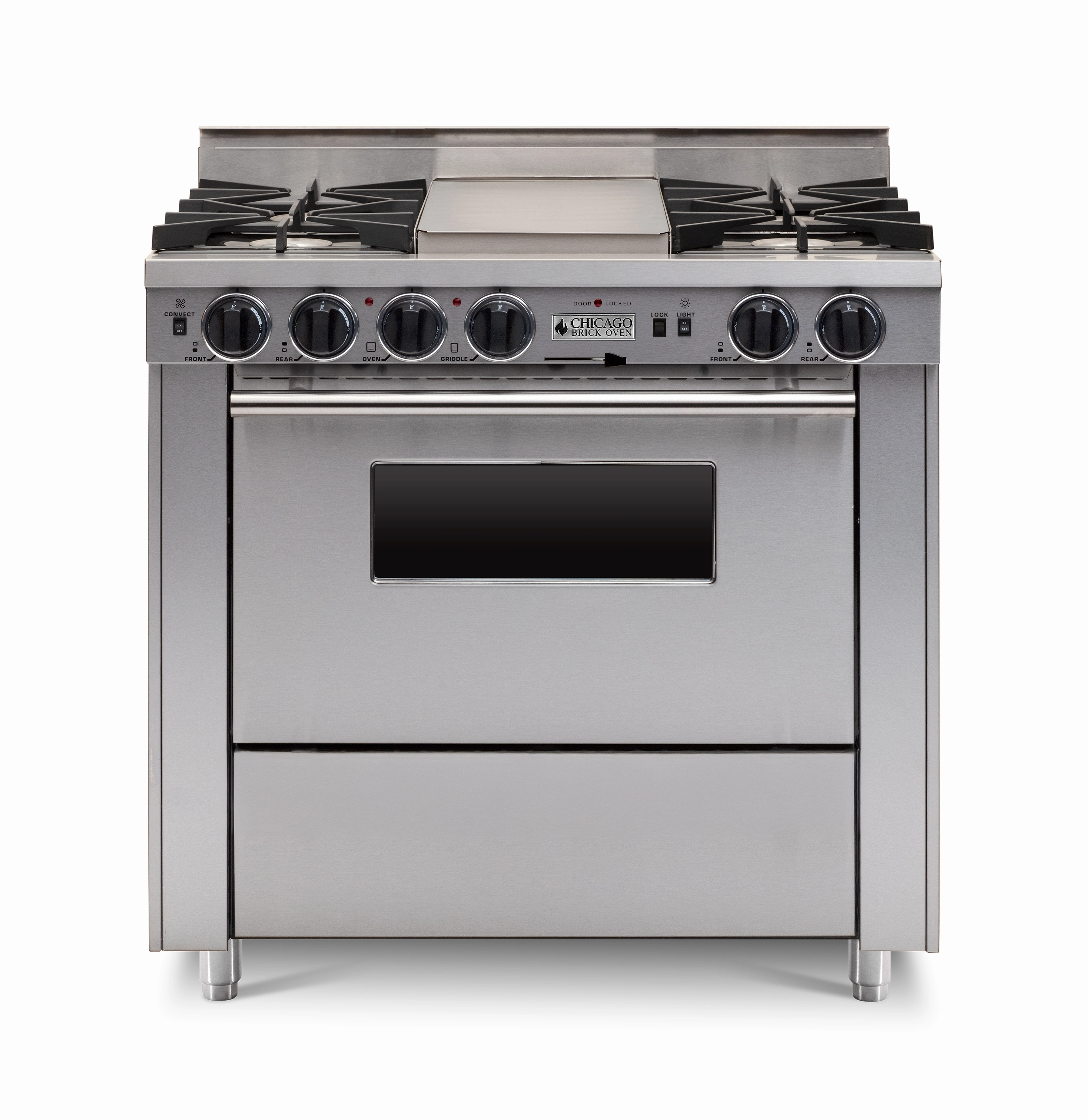 Chicago Brick Oven - 36 LP Gas Dual-Fuel Self-Cleaning Convection Range - Open Burners