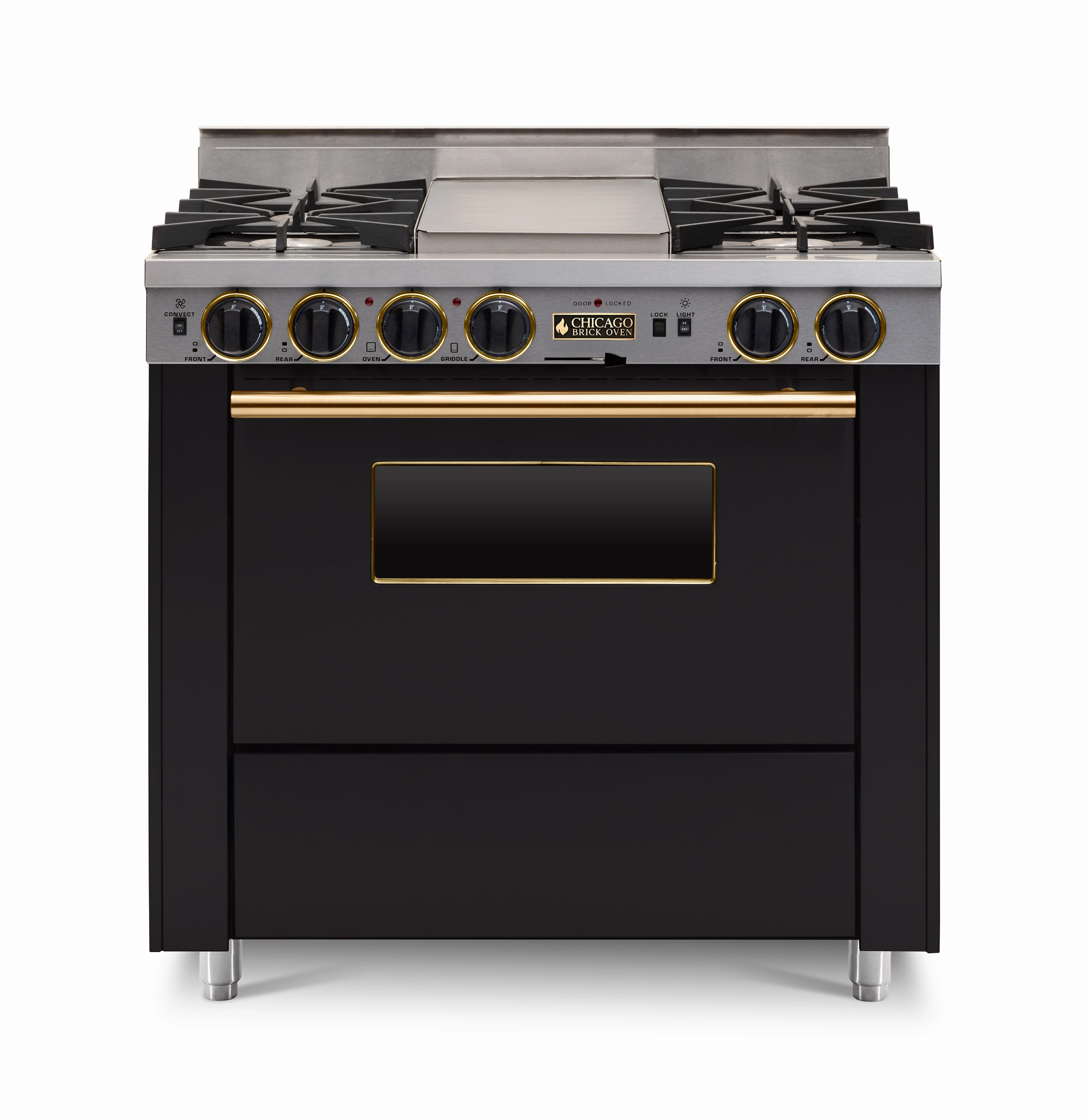 Chicago Brick Oven - 36 LP Gas Dual-Fuel Self-Cleaning Convection Range - Open Burners