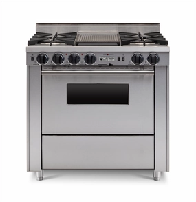 Chicago Brick Oven - 36 LP Gas Dual-Fuel Self-Cleaning Convection Range - Open Burners