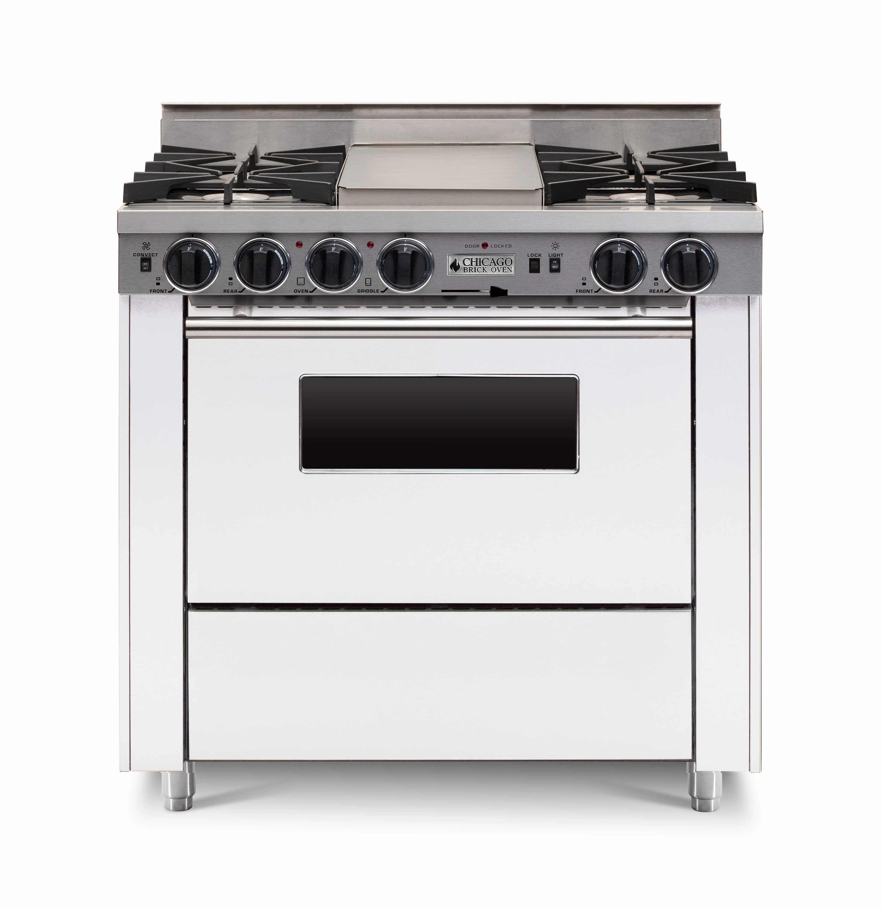 Chicago Brick Oven - 36 LP Gas Dual-Fuel Self-Cleaning Convection Range - Open Burners