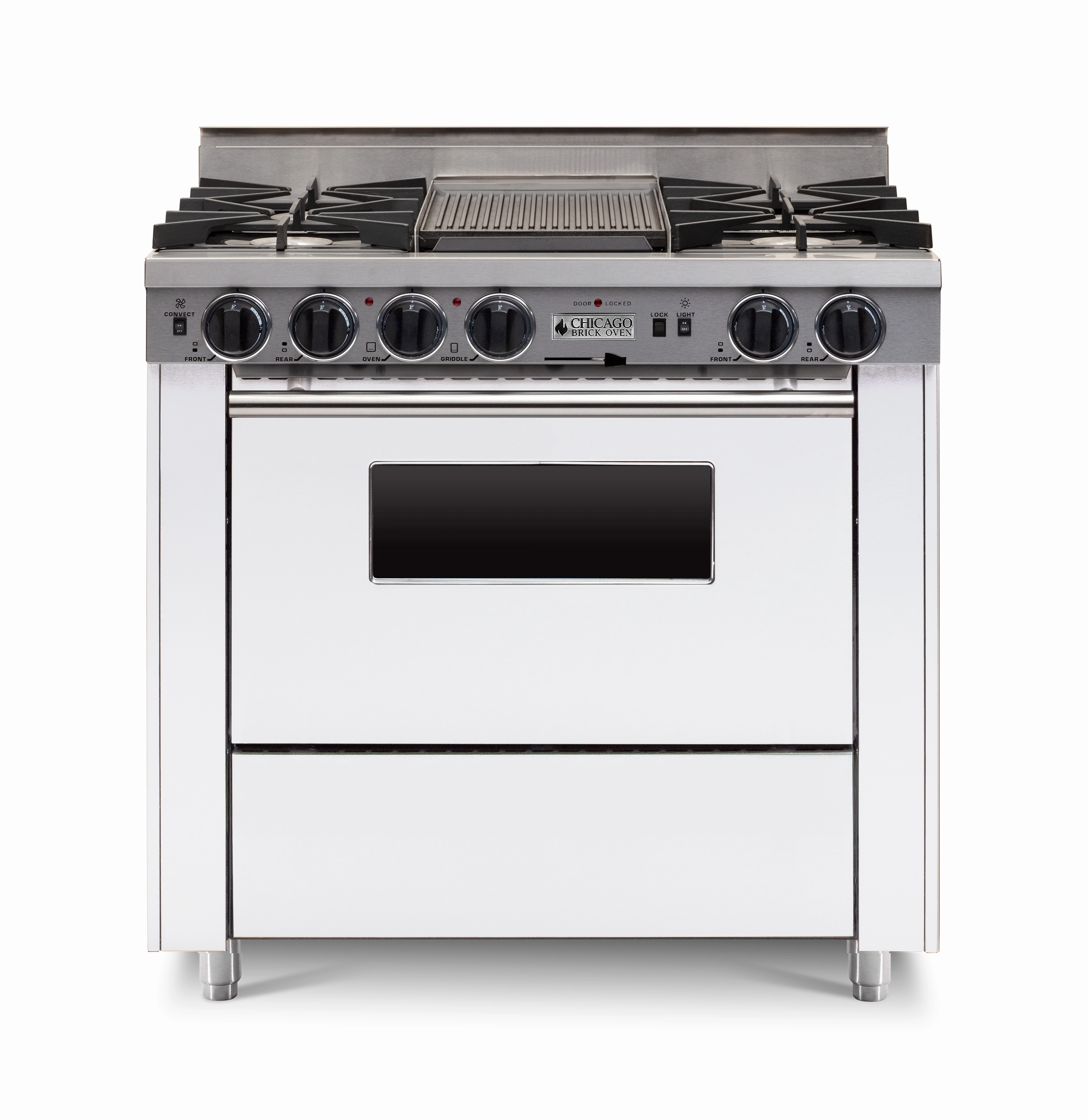 Chicago Brick Oven - 36 LP Gas Dual-Fuel Self-Cleaning Convection Range - Open Burners