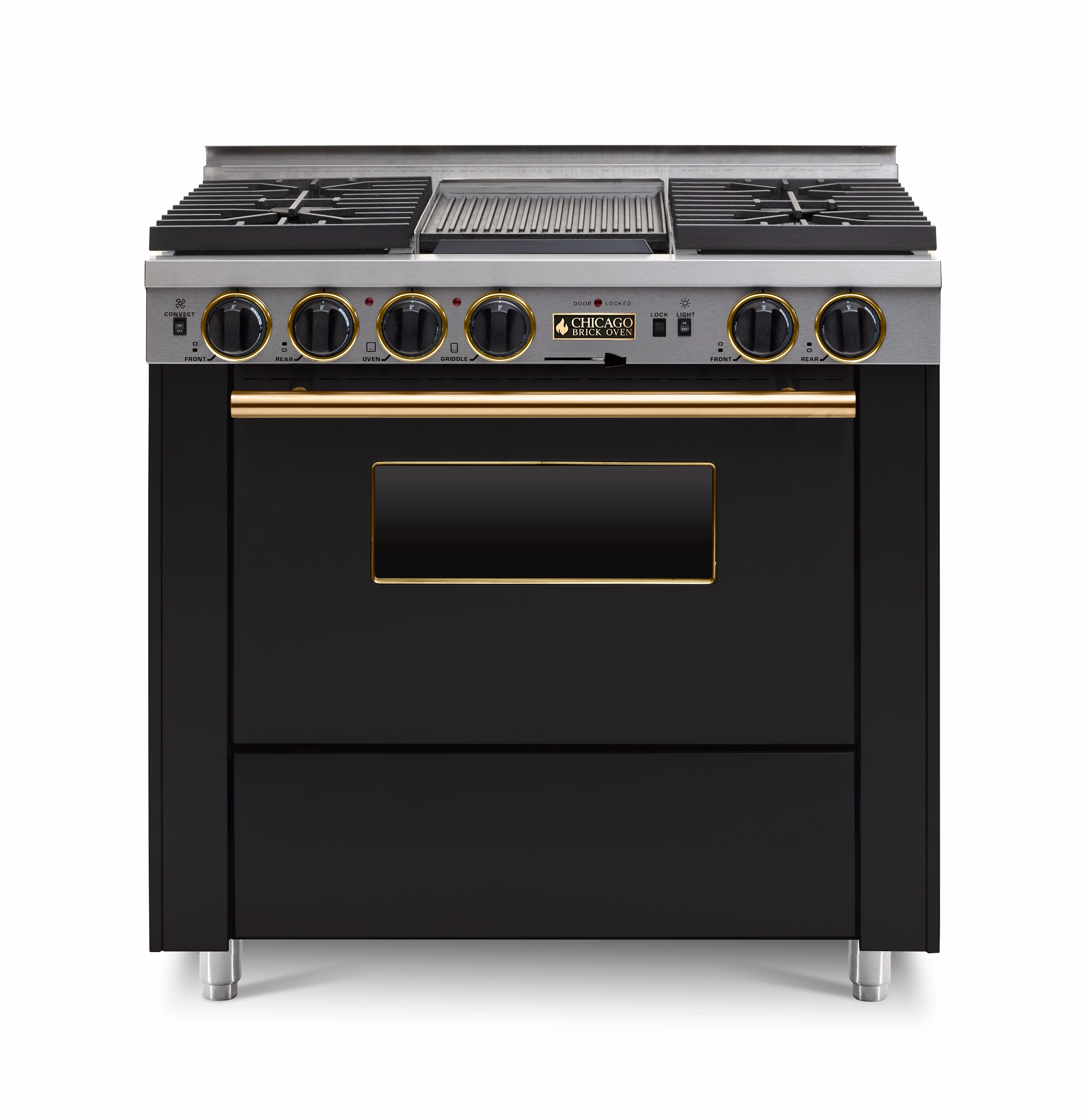 Chicago Brick Oven - 36 LP Gas Dual-Fuel Self-Cleaning Convection Range - Sealed Burners