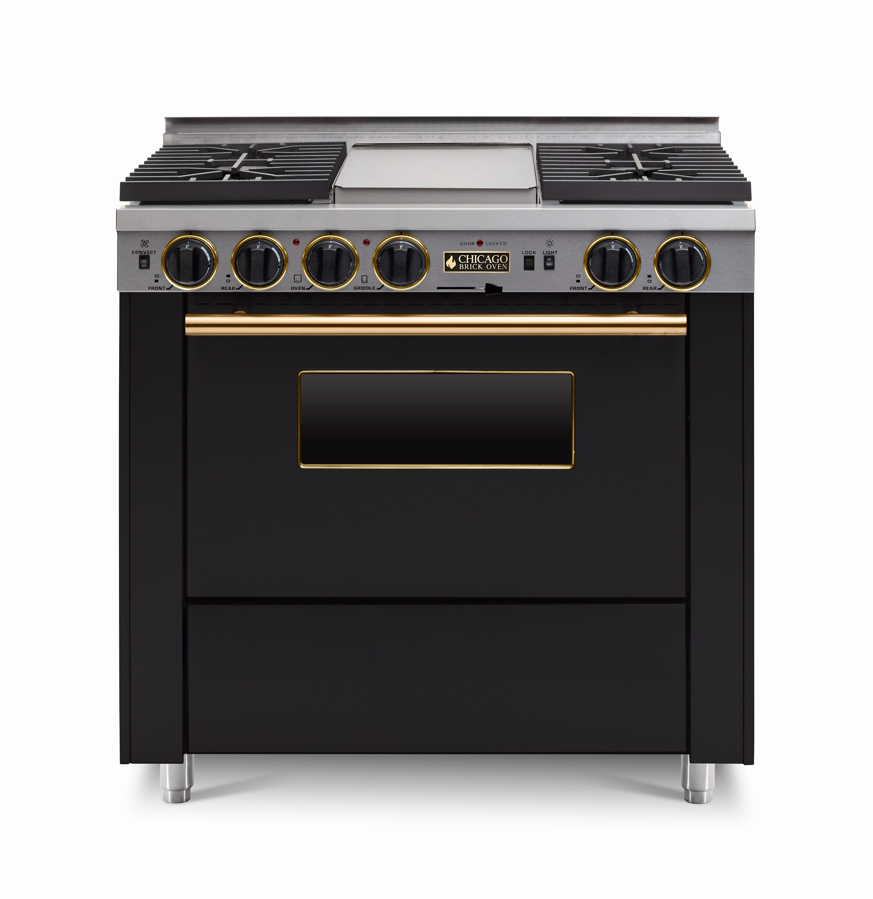 Chicago Brick Oven - 36 LP Gas Dual-Fuel Self-Cleaning Convection Range - Sealed Burners