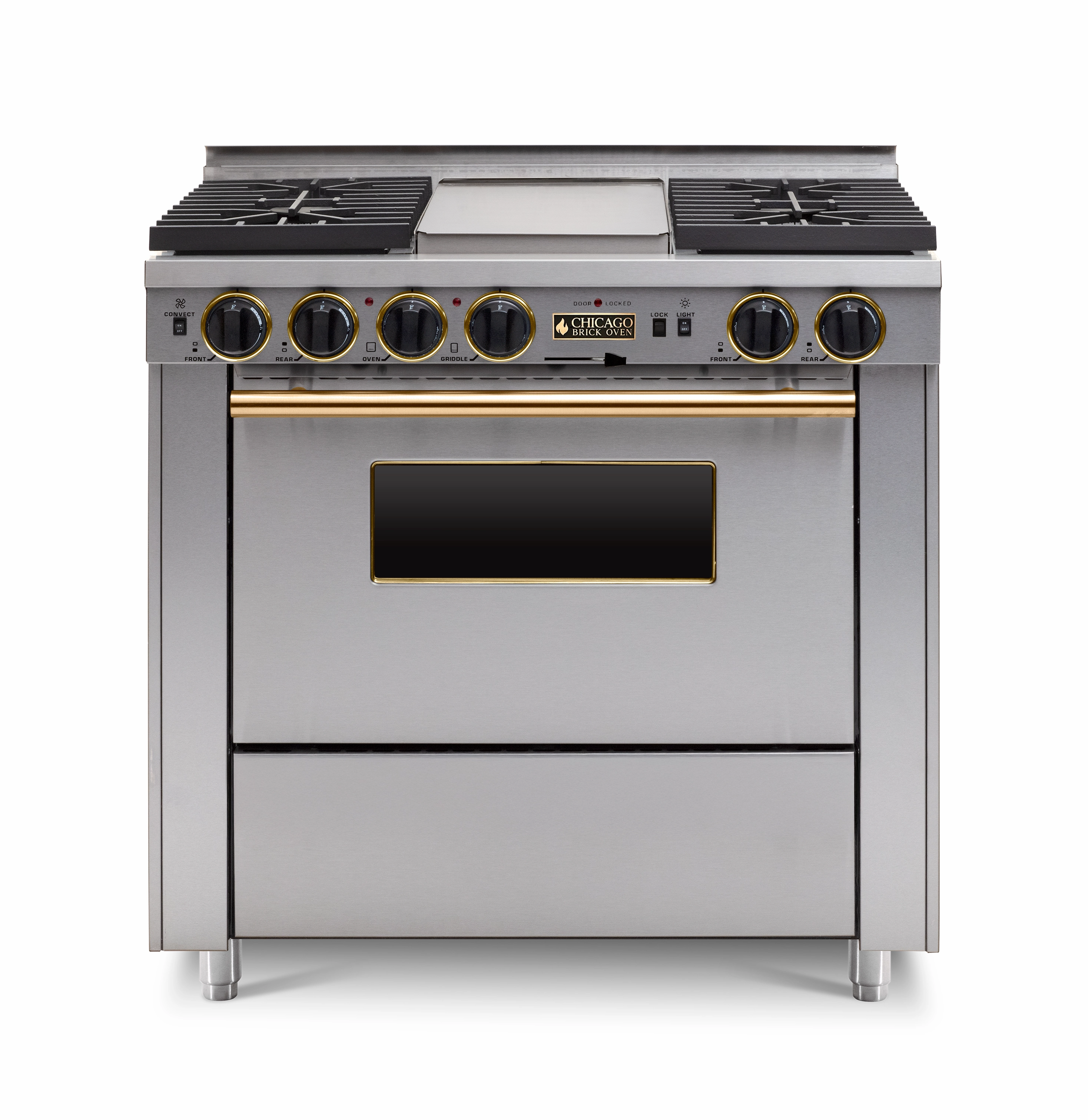 Chicago Brick Oven - 36 LP Gas Dual-Fuel Self-Cleaning Convection Range - Sealed Burners