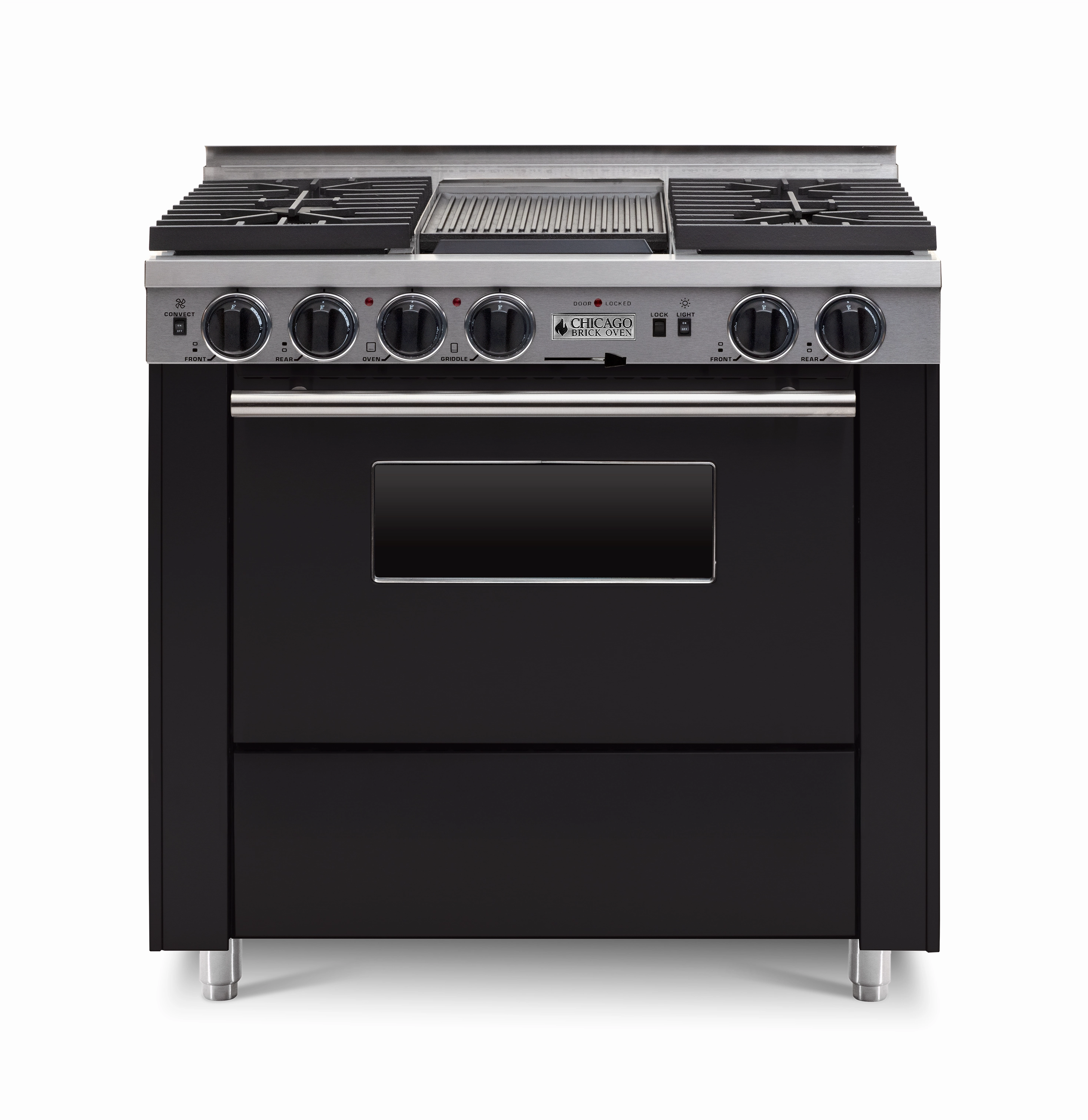 Chicago Brick Oven - 36 LP Gas Dual-Fuel Self-Cleaning Convection Range - Sealed Burners