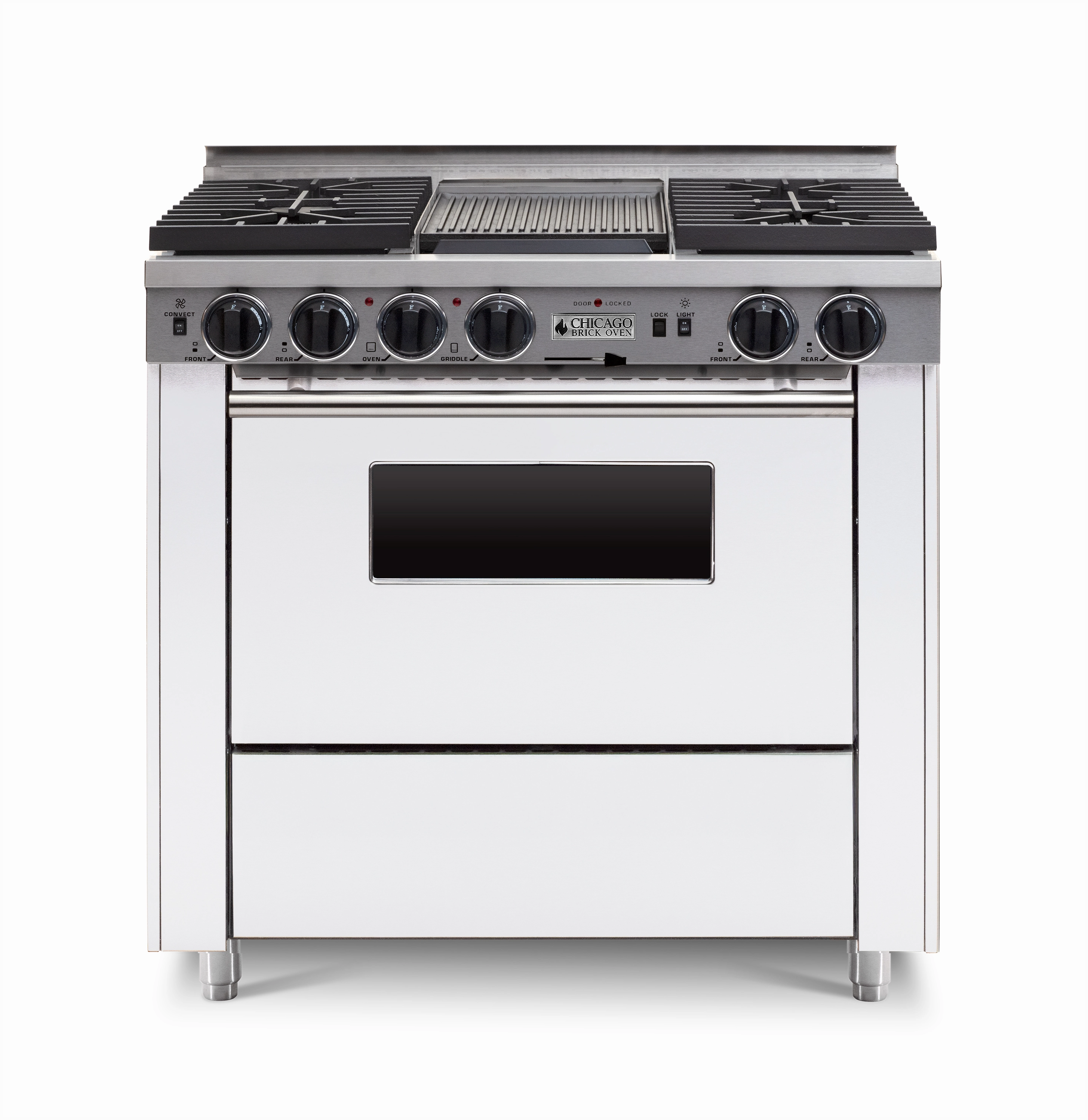 Chicago Brick Oven - 36 LP Gas Dual-Fuel Self-Cleaning Convection Range - Sealed Burners