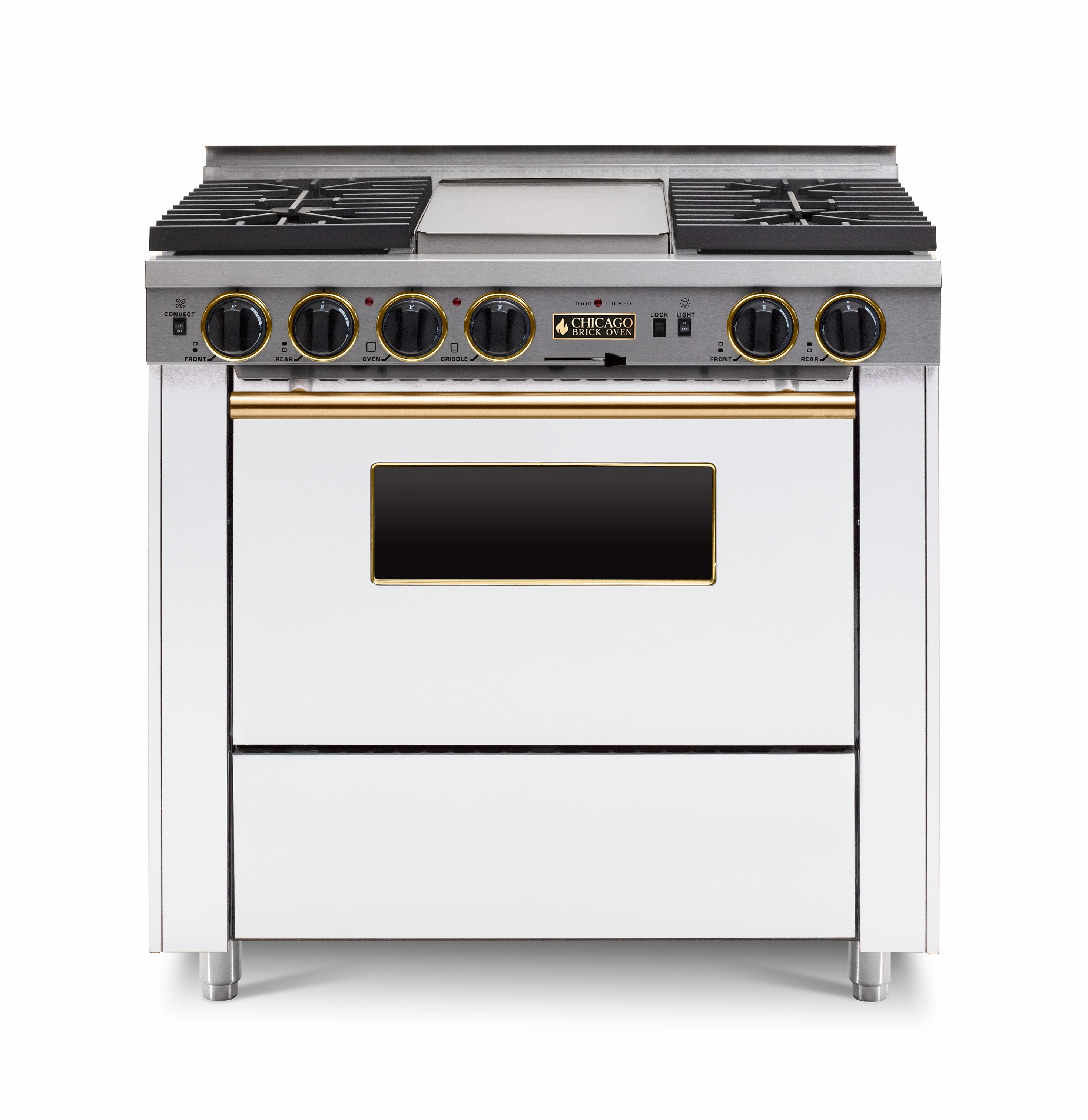Chicago Brick Oven - 36 LP Gas Dual-Fuel Self-Cleaning Convection Range - Sealed Burners