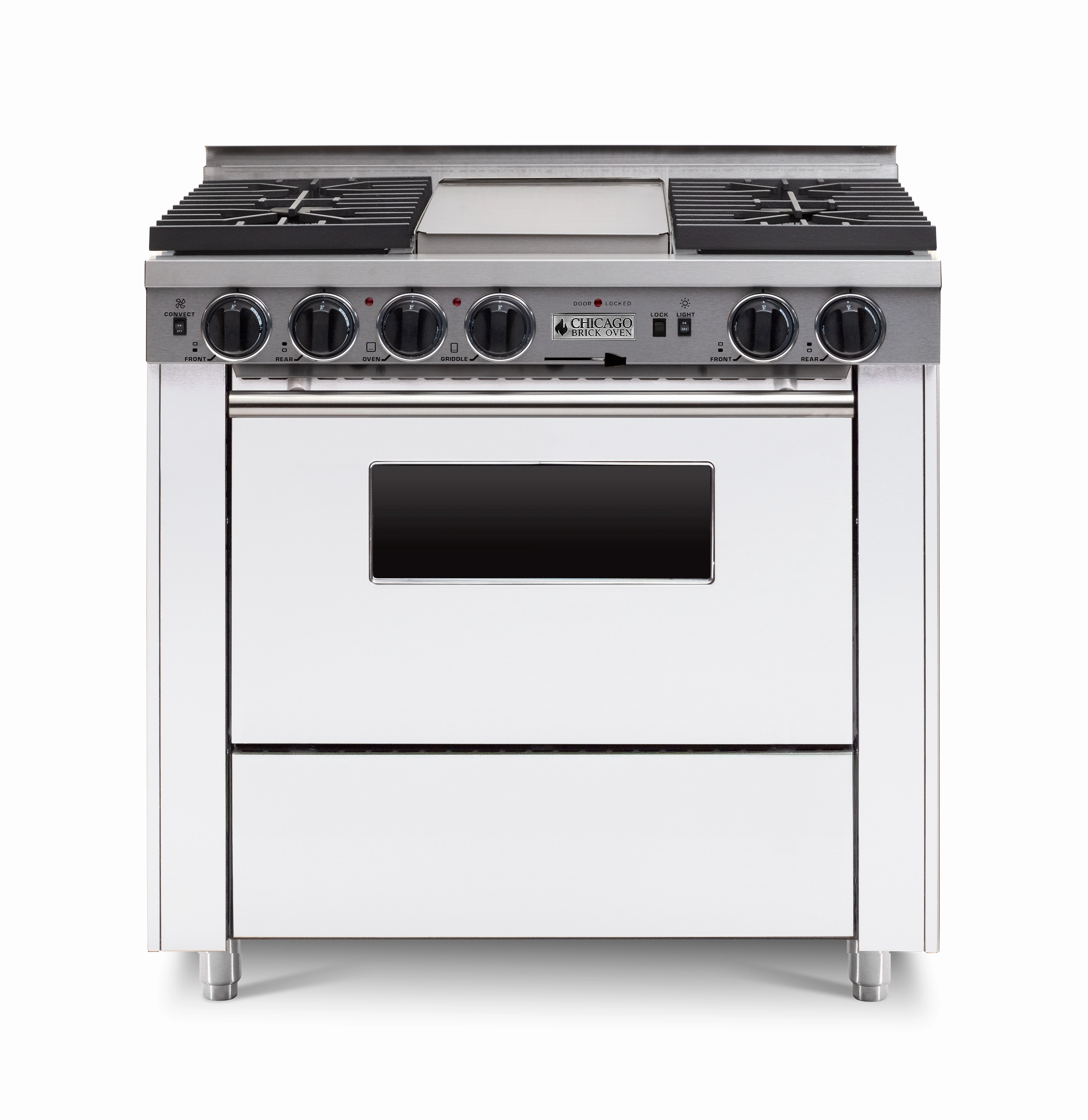 Chicago Brick Oven - 36 LP Gas Dual-Fuel Self-Cleaning Convection Range - Sealed Burners