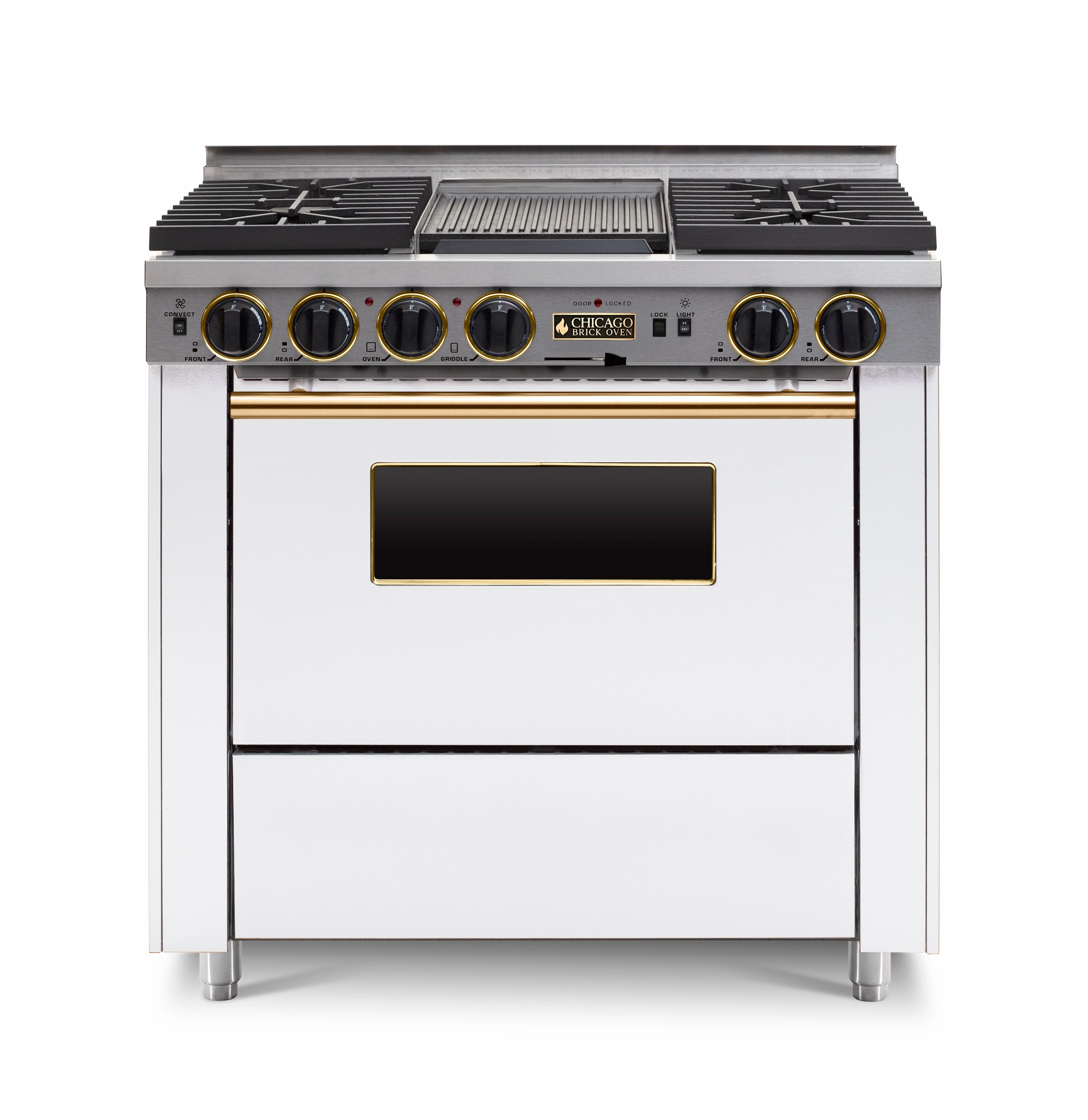 Chicago Brick Oven - 36 LP Gas Dual-Fuel Self-Cleaning Convection Range - Sealed Burners