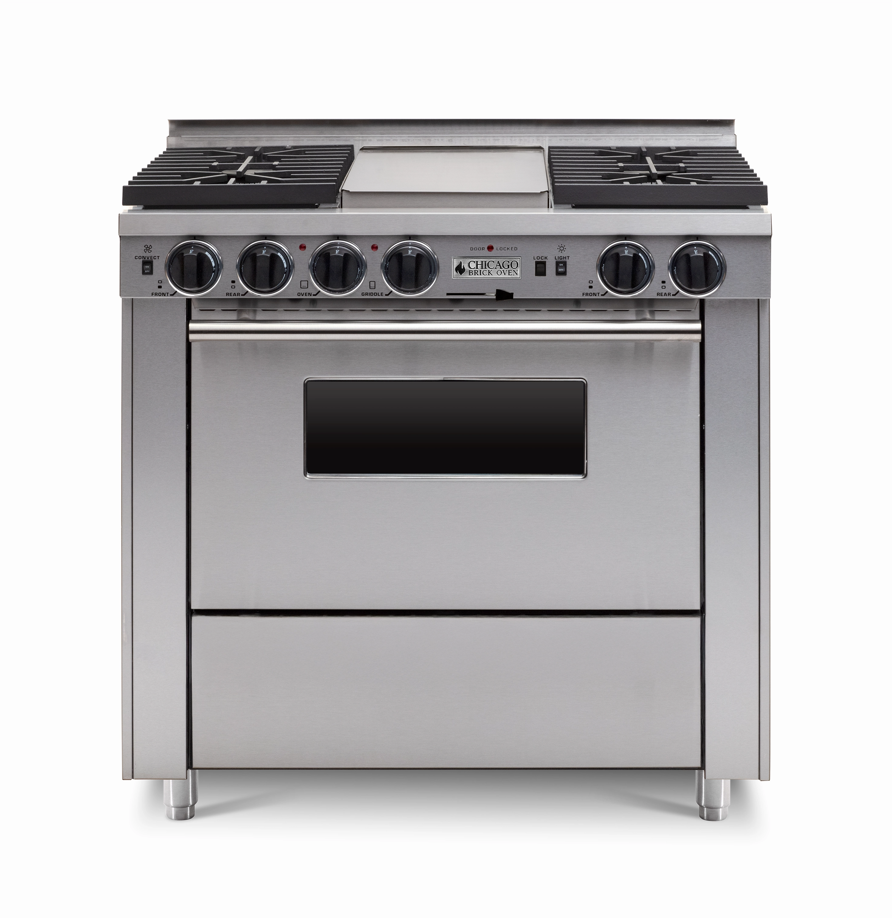 Chicago Brick Oven - 36 LP Gas Dual-Fuel Self-Cleaning Convection Range - Sealed Burners