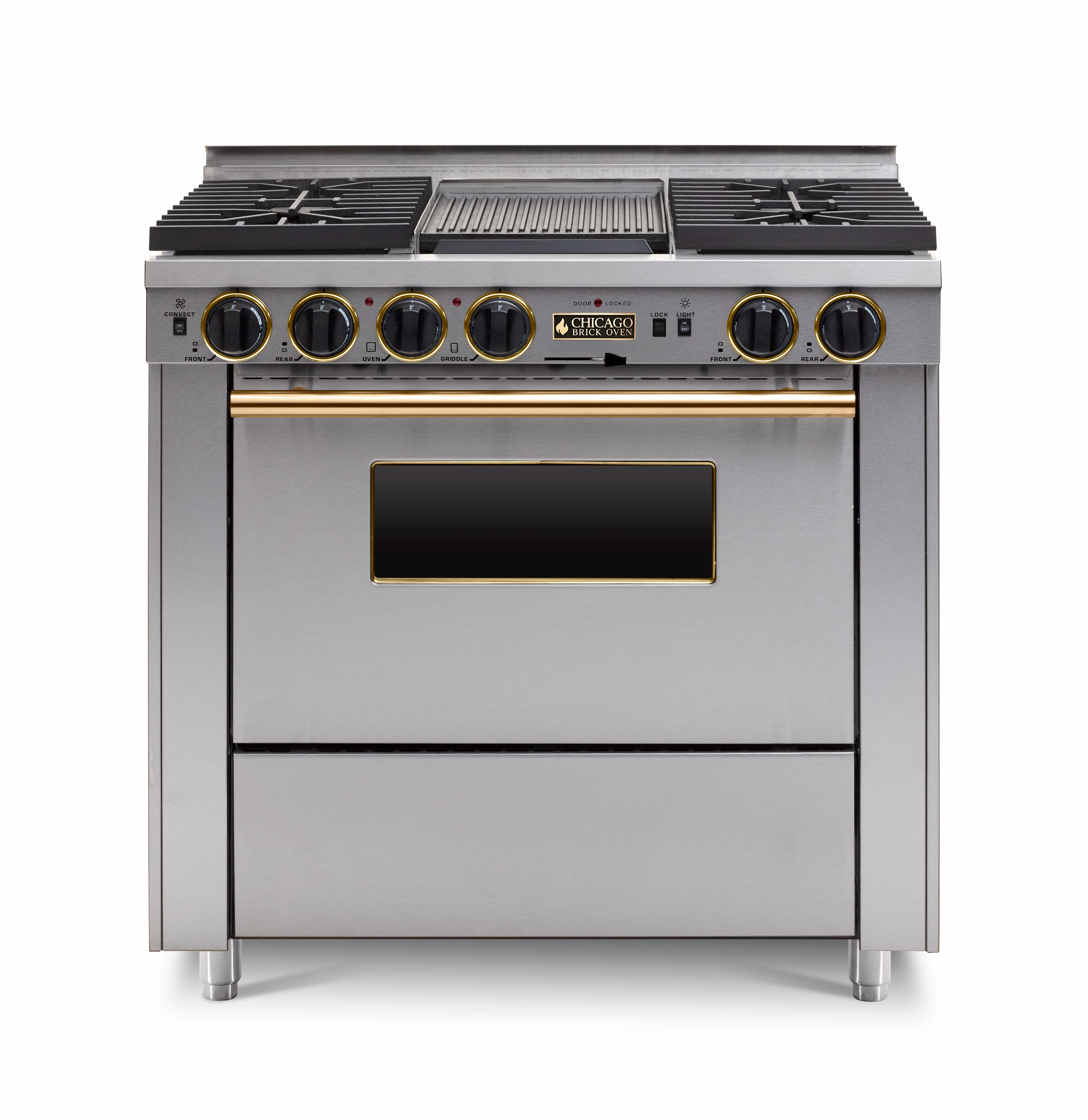 Chicago Brick Oven - 36 LP Gas Dual-Fuel Self-Cleaning Convection Range - Sealed Burners