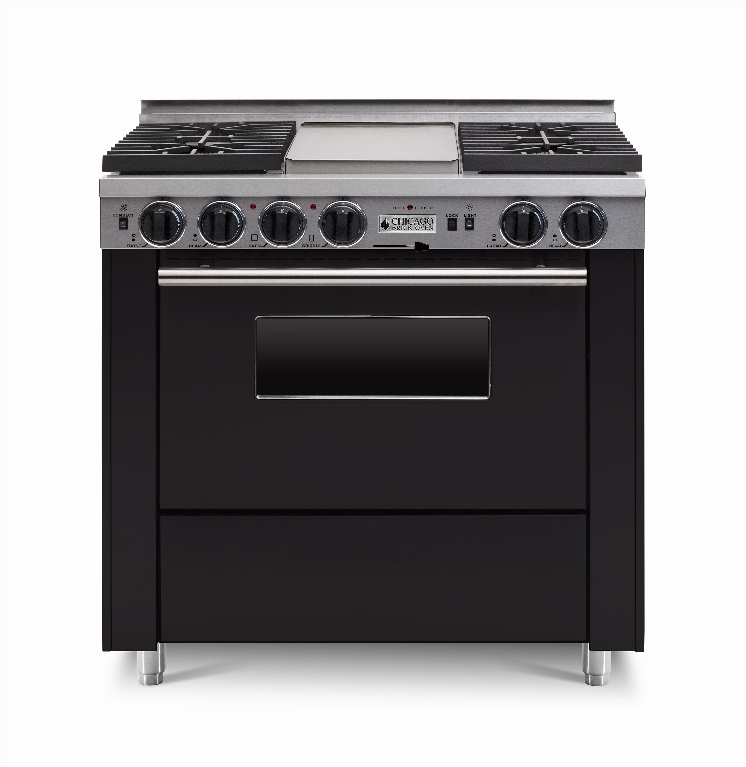 Chicago Brick Oven - 36 LP Gas Dual-Fuel Self-Cleaning Convection Range - Sealed Burners