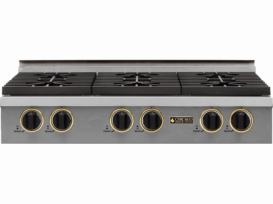 Chicago Brick Oven - 36 Natural Gas Rangetop with Sealed Burners (4-6 Burner Options) - Pro-Style Cooking