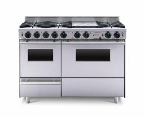 Chicago Brick Oven - 48 LP Gas True Dual-Fuel Self-Cleaning Convection Range - Open Burners