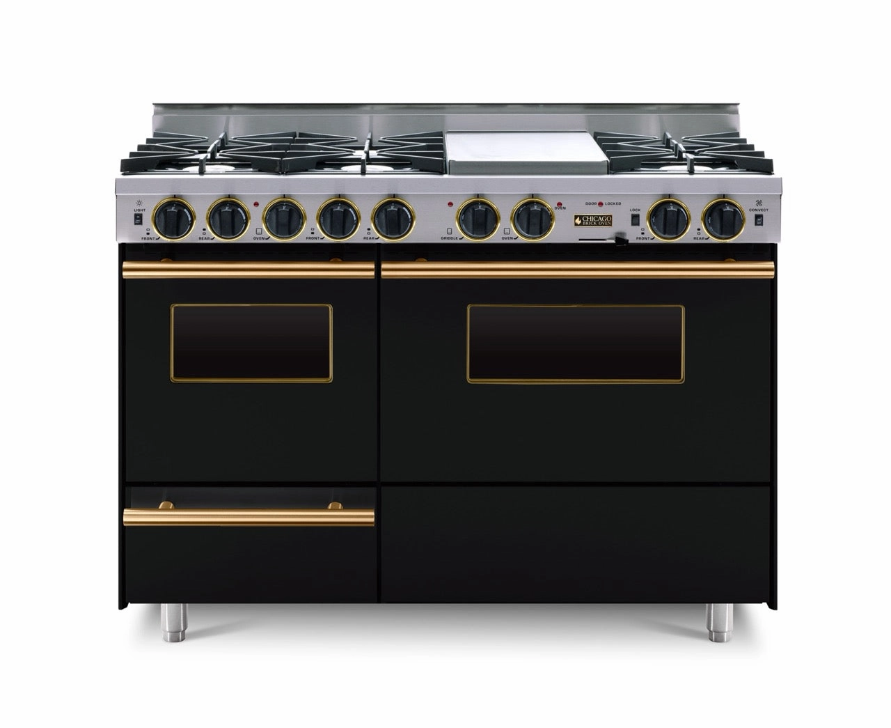 Chicago Brick Oven - 48 LP Gas True Dual-Fuel Self-Cleaning Convection Range - Open Burners