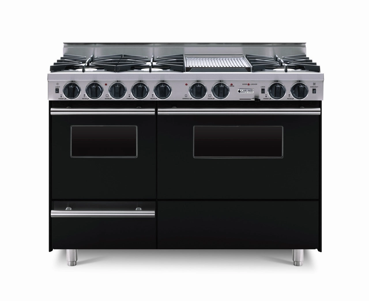 Chicago Brick Oven - 48 LP Gas True Dual-Fuel Self-Cleaning Convection Range - Open Burners