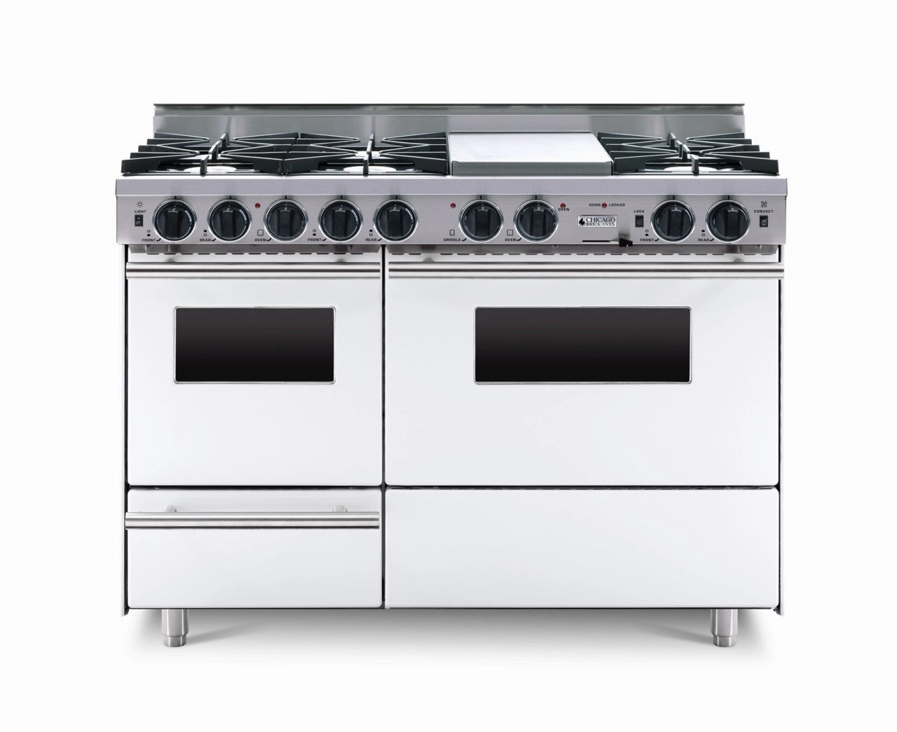 Chicago Brick Oven - 48 LP Gas True Dual-Fuel Self-Cleaning Convection Range - Open Burners