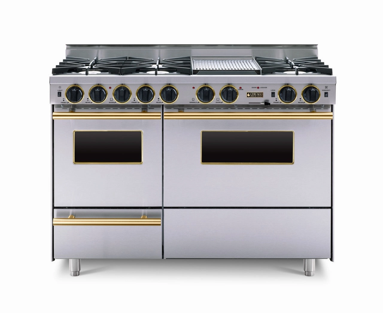 Chicago Brick Oven - 48 LP Gas True Dual-Fuel Self-Cleaning Convection Range - Open Burners