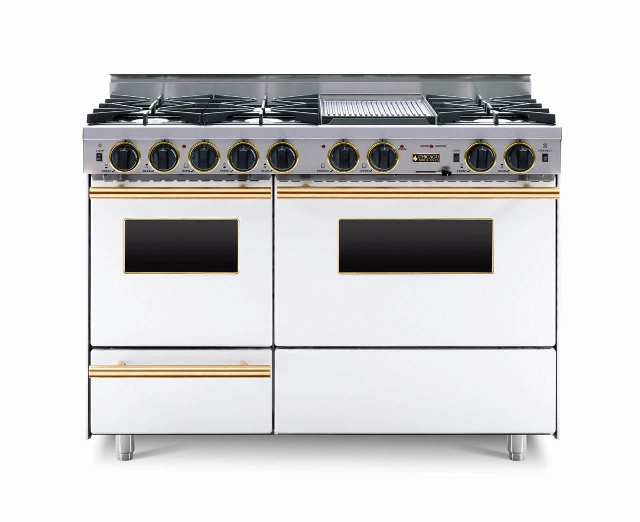 Chicago Brick Oven - 48 LP Gas True Dual-Fuel Self-Cleaning Convection Range - Open Burners