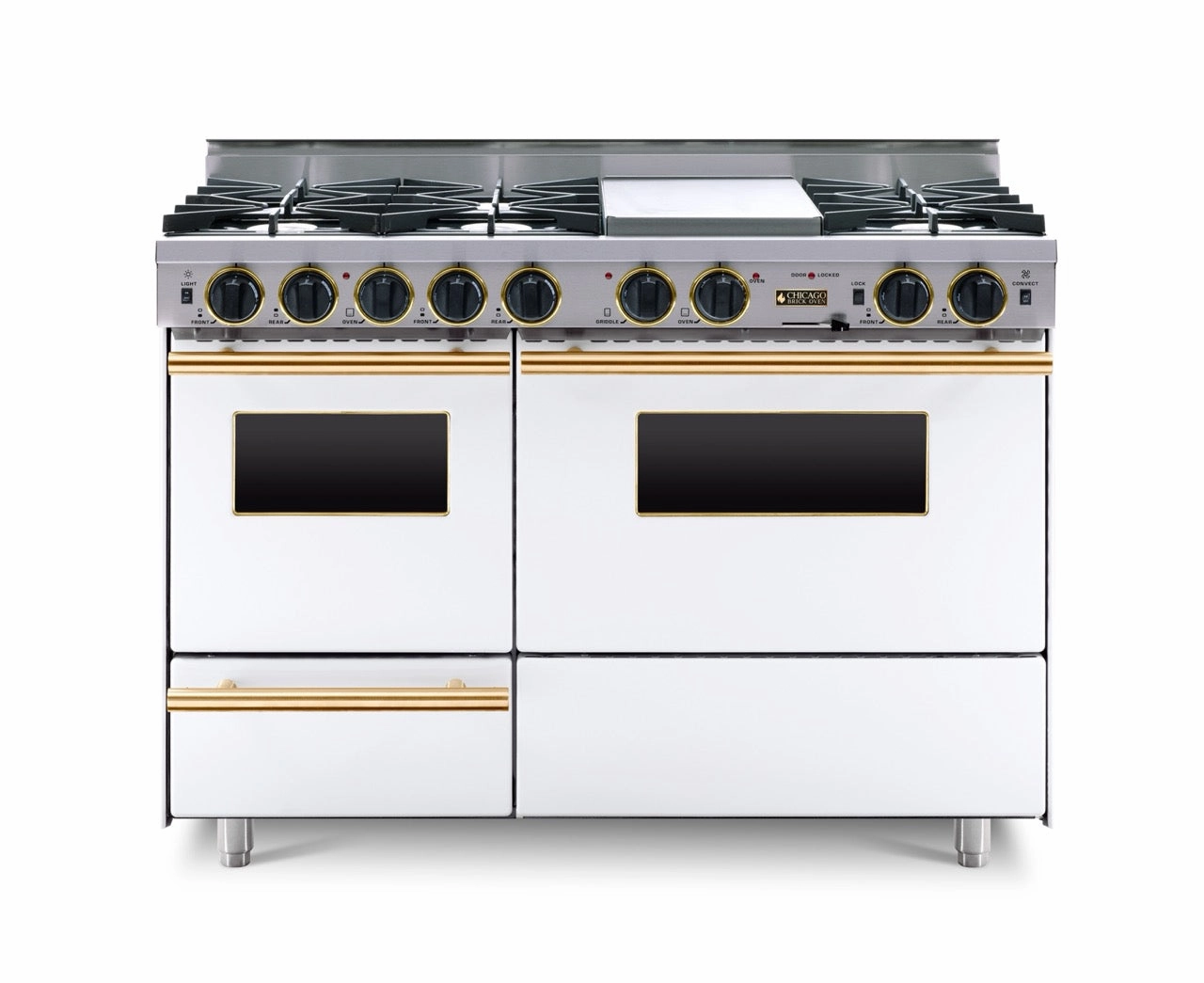 Chicago Brick Oven - 48 LP Gas True Dual-Fuel Self-Cleaning Convection Range - Open Burners