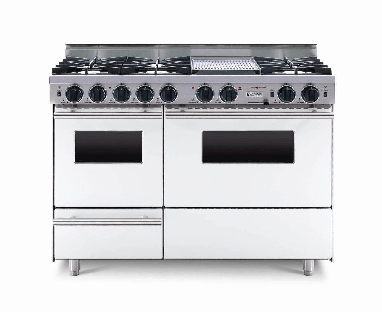 Chicago Brick Oven - 48 LP Gas True Dual-Fuel Self-Cleaning Convection Range - Open Burners