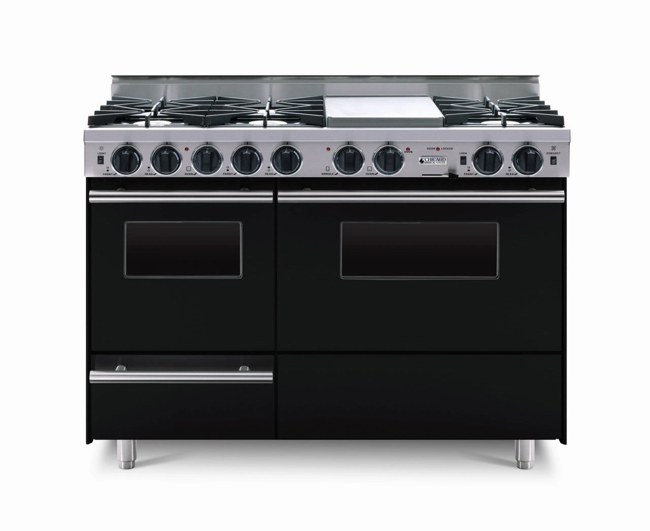 Chicago Brick Oven - 48 LP Gas True Dual-Fuel Self-Cleaning Convection Range - Open Burners
