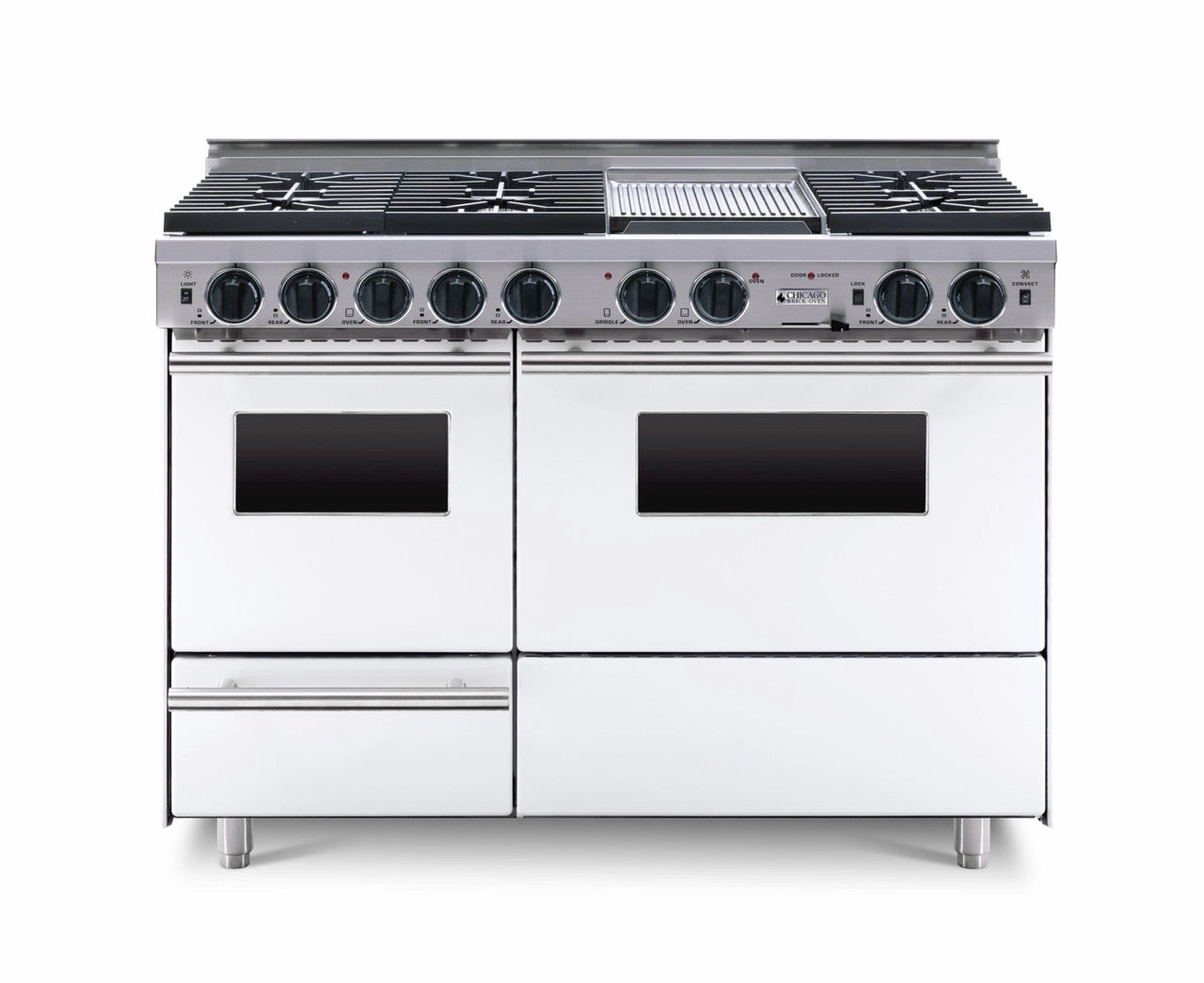Chicago Brick Oven - 48 LP Gas True Dual-Fuel Self-Cleaning Convection Range - Sealed Burners