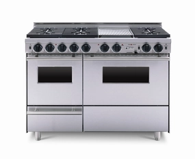 Chicago Brick Oven - 48 LP Gas True Dual-Fuel Self-Cleaning Convection Range - Sealed Burners