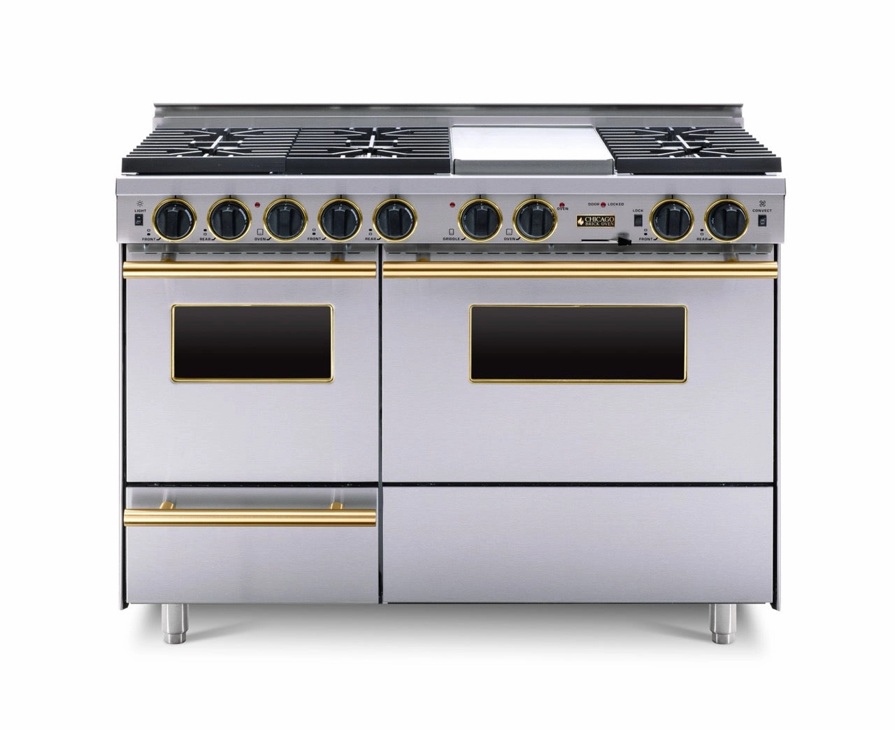 Chicago Brick Oven - 48 LP Gas True Dual-Fuel Self-Cleaning Convection Range - Sealed Burners
