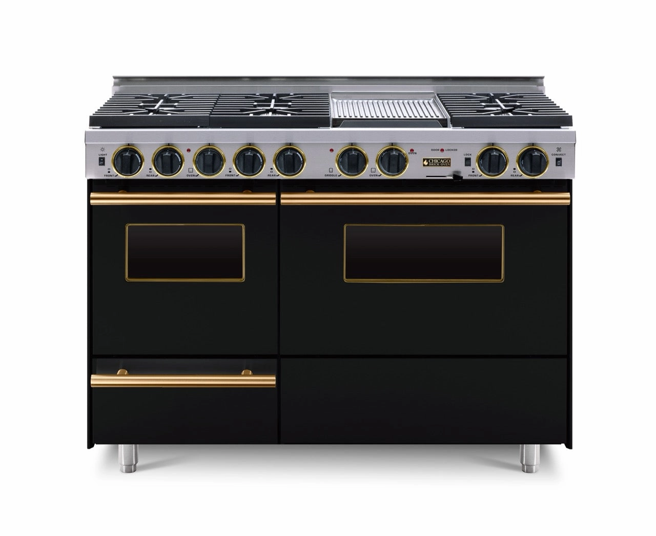 Chicago Brick Oven - 48 LP Gas True Dual-Fuel Self-Cleaning Convection Range - Sealed Burners