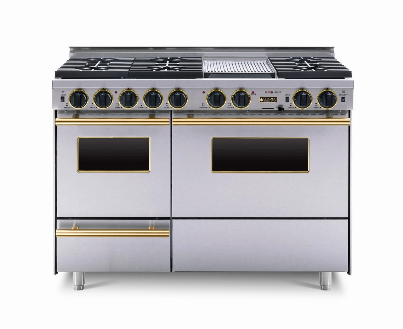 Chicago Brick Oven - 48 LP Gas True Dual-Fuel Self-Cleaning Convection Range - Sealed Burners