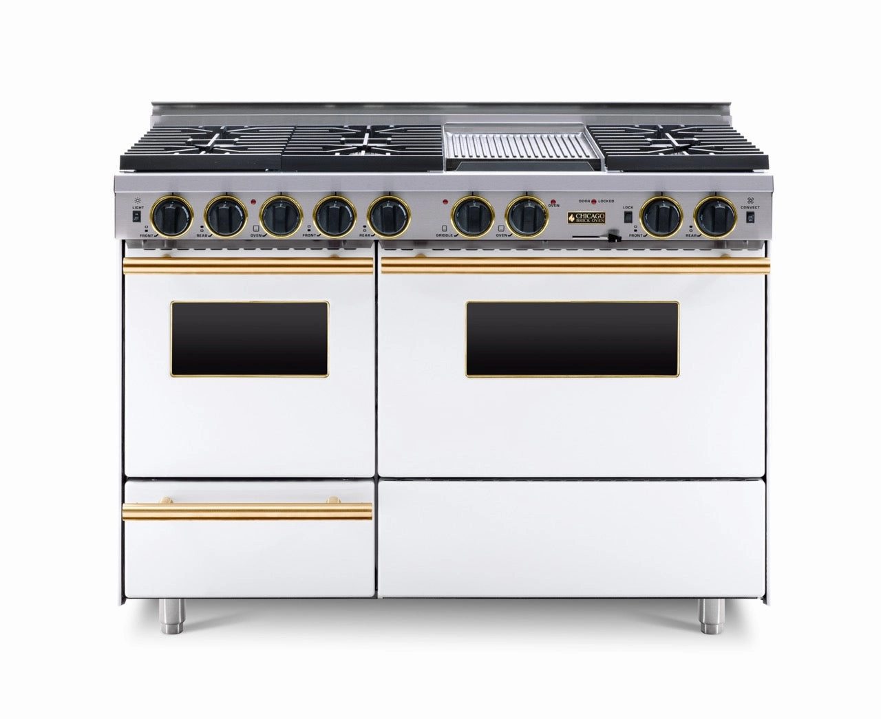 Chicago Brick Oven - 48 LP Gas True Dual-Fuel Self-Cleaning Convection Range - Sealed Burners