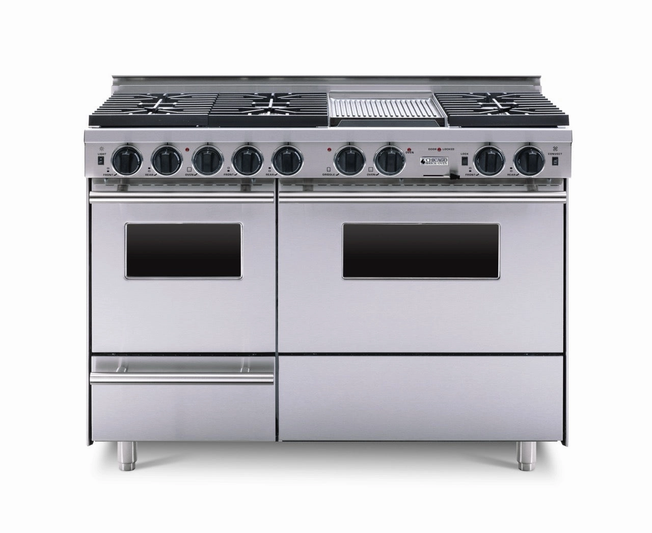 Chicago Brick Oven - 48 LP Gas True Dual-Fuel Self-Cleaning Convection Range - Sealed Burners