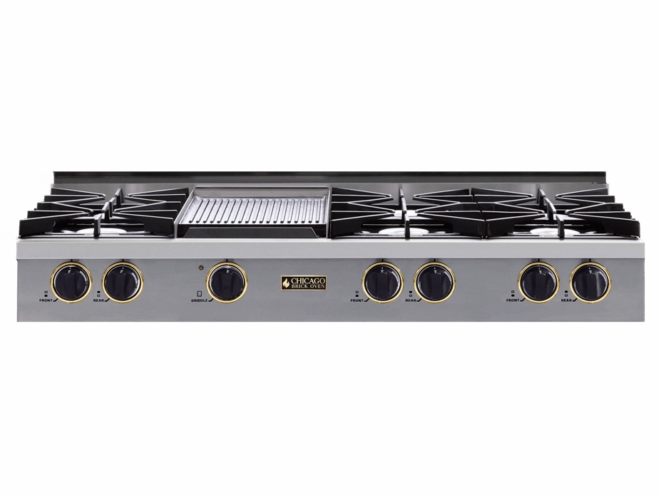 Chicago Brick Oven - 48 Natural Gas Rangetop with Open Burners - Commercial-Grade. Professional Cooking Power