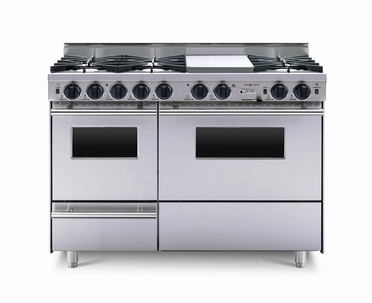 Chicago Brick Oven - 48 True Dual-Fuel Self-Cleaning Convection Range - Open Burners